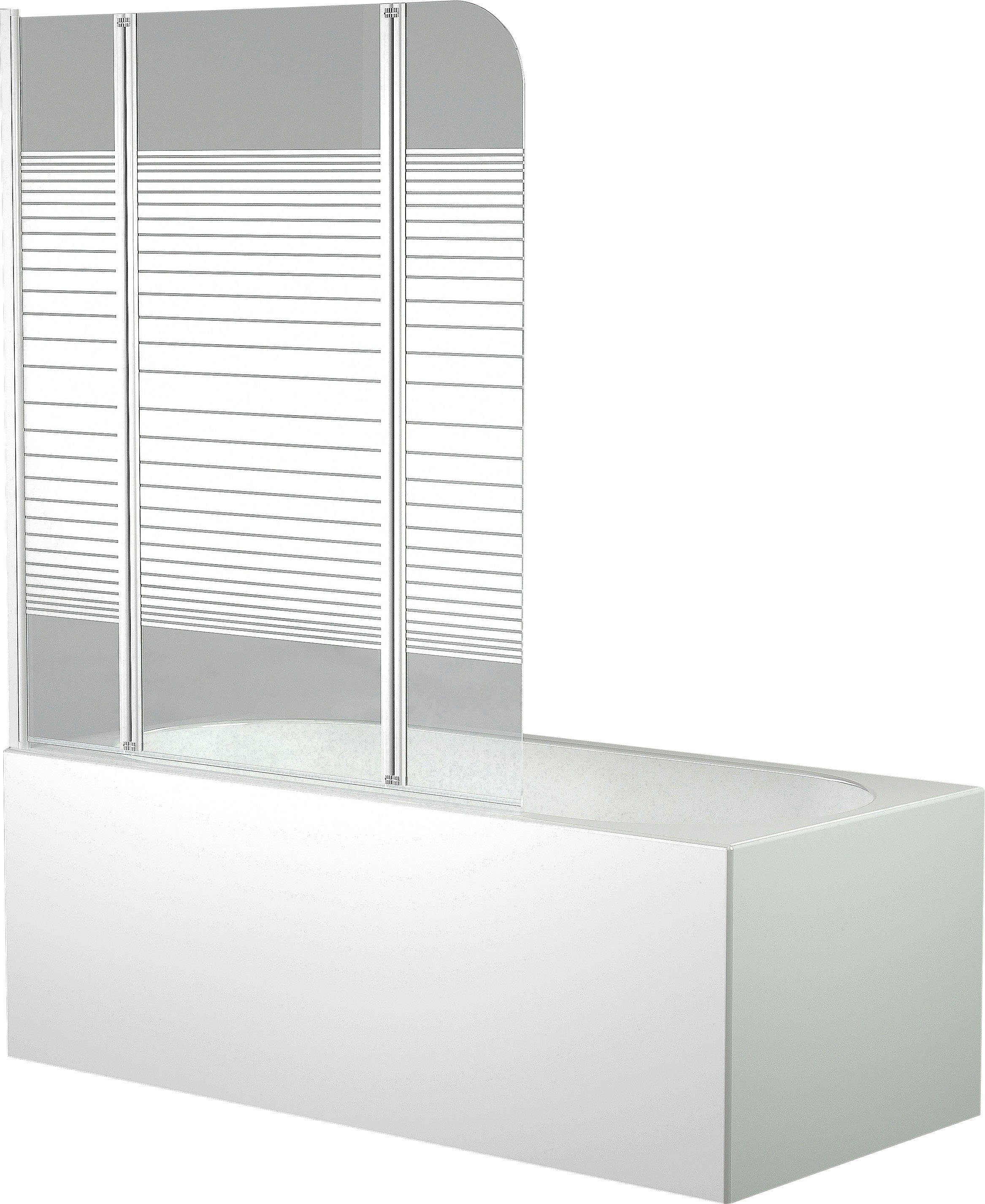 Marwell Badscherm White stripes met bescherming tegen inkijk, breedte: 125 cm, 125 cm x 3 cm (3-delig) badschermen wit