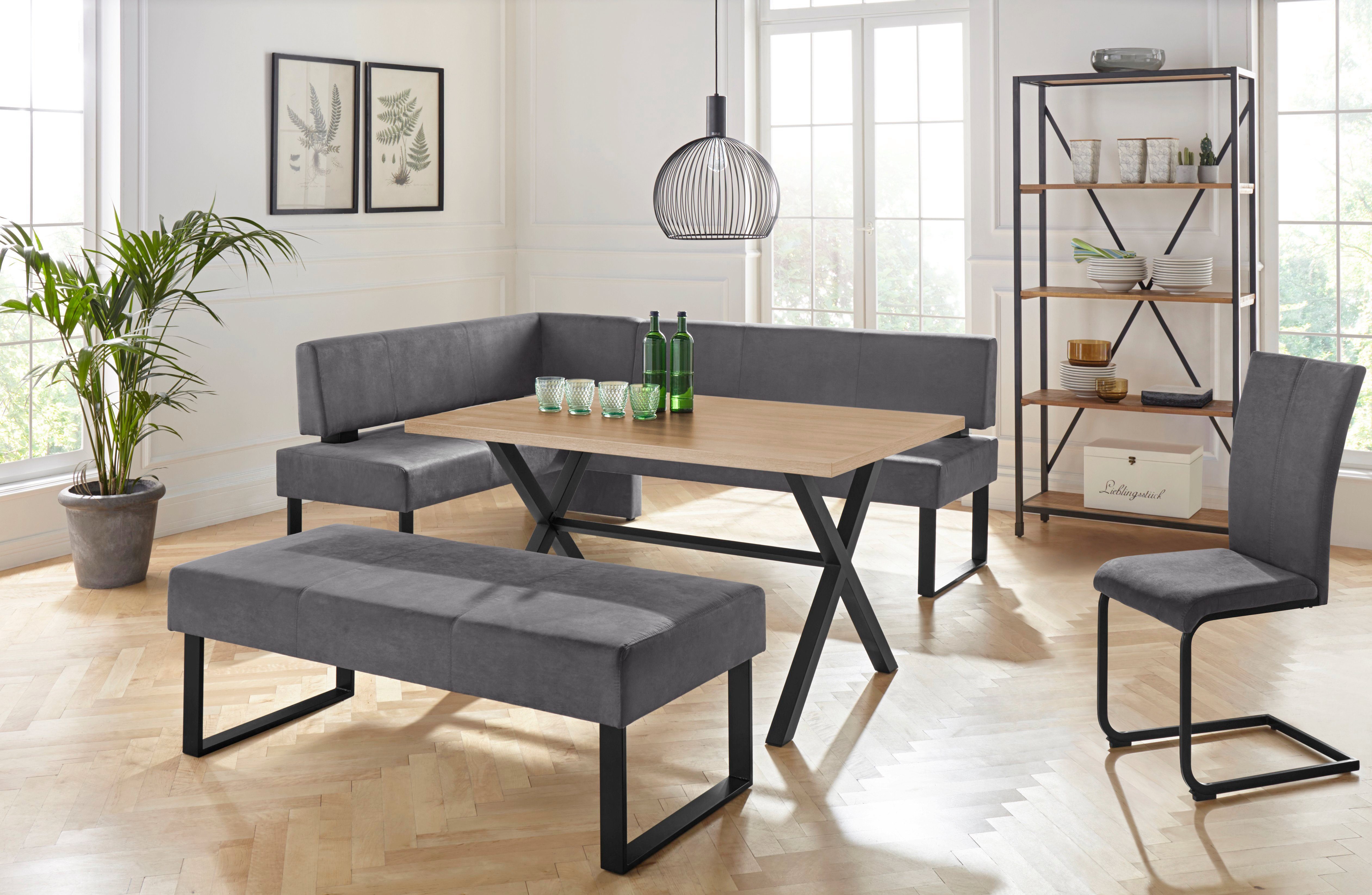 Home affaire Hoekbank Oliver met metalen frame, keukenbank verschillende hoezen cord eetkamerbank ottos choice
