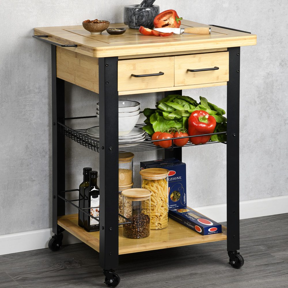 KESPER for kitchen & home Keukentrolley Rollwagen, FSC met ruime metalen mand