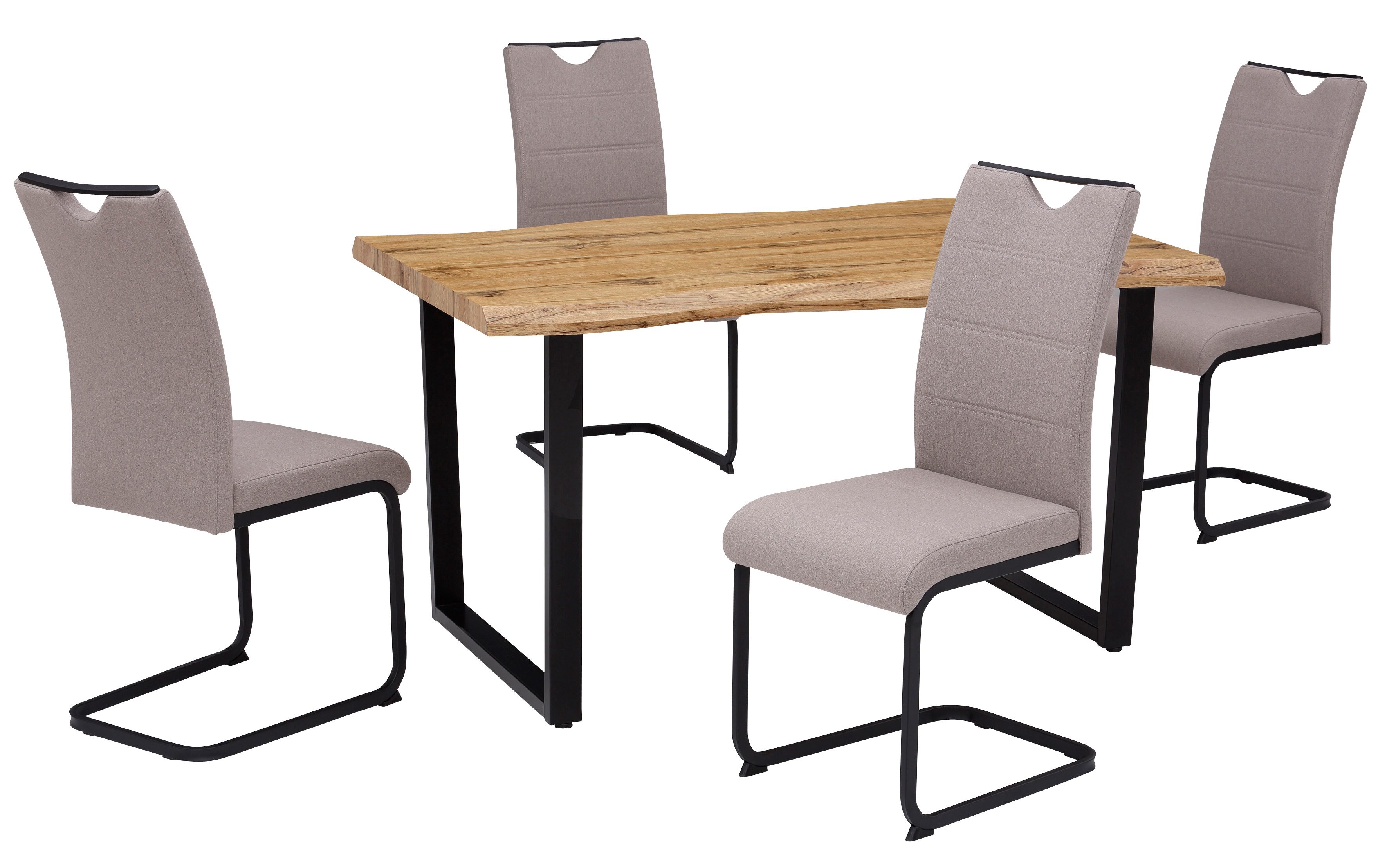 HELA Eethoek Giselle Eettafel U-frame metaal, tafelblad met boomrand, OTTOs Choice (set, 5-delig)