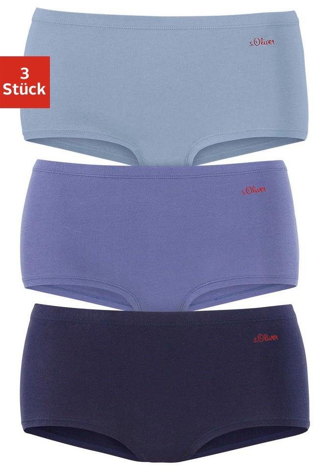 s.Oliver RED LABEL Beachwear Hipster elastische katoenkwaliteit (3 stuks)