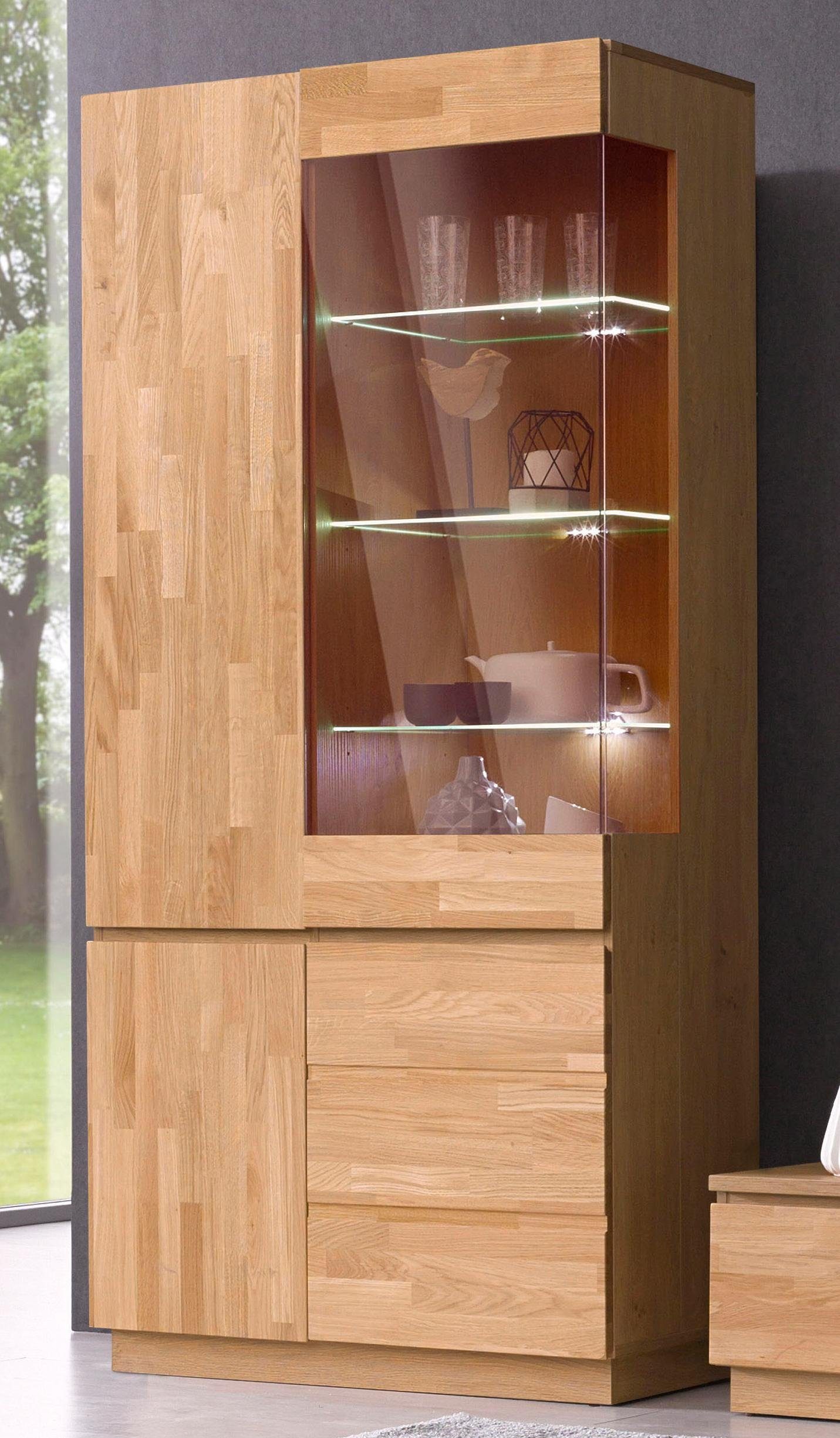 Home affaire Vitrinekast Hoogte 184 cm, deels massief, FSC-gecertificeerd vitrinekasten beige