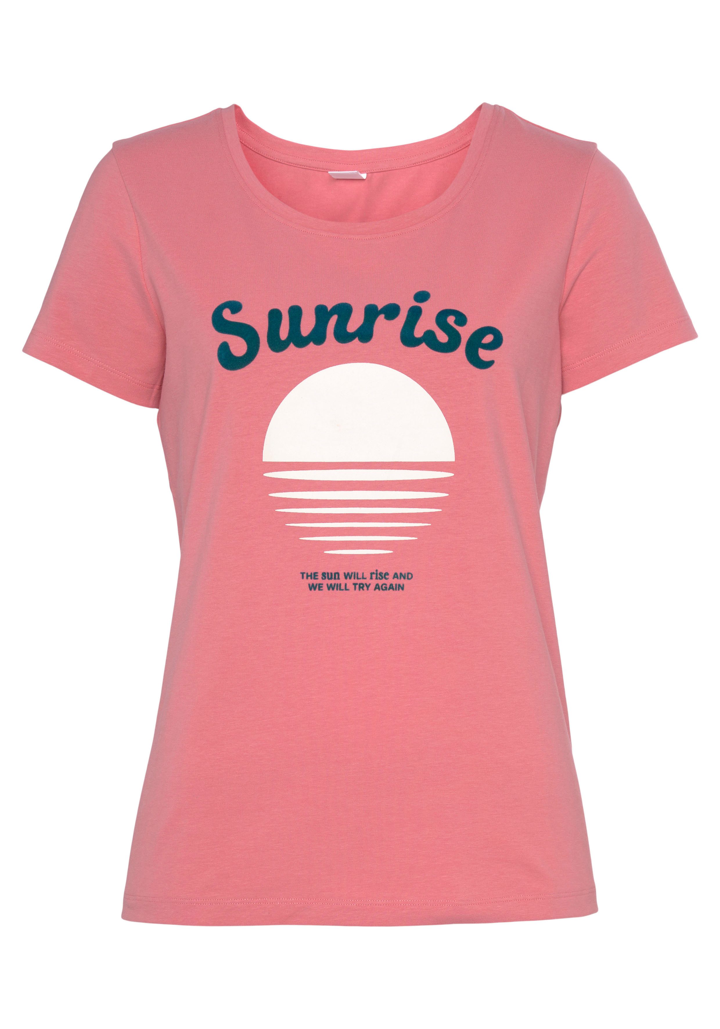 Vivance Shirt met korte mouwen -T-Shirt T-shirt met mooie frontprint, loungewear