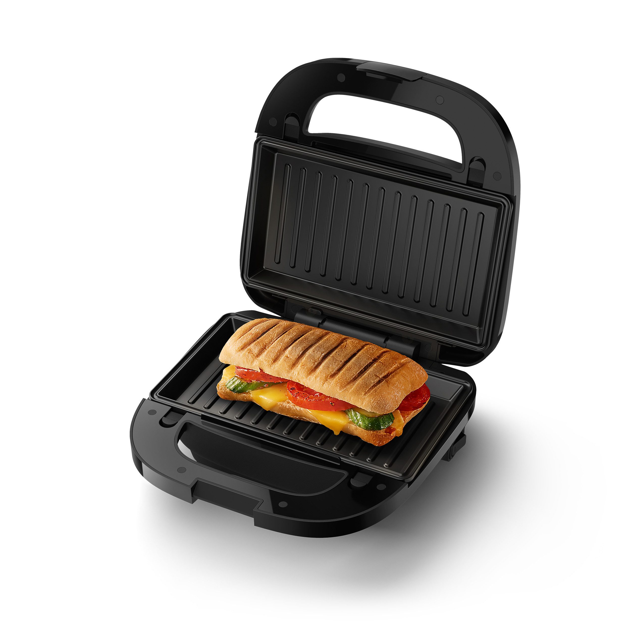 Philips Sandwichmaker 5000 Series HD2350/80, met 3 verwisselbare plaatsets gelijkmatige opwarming, compacte opslag, zwart / zilver