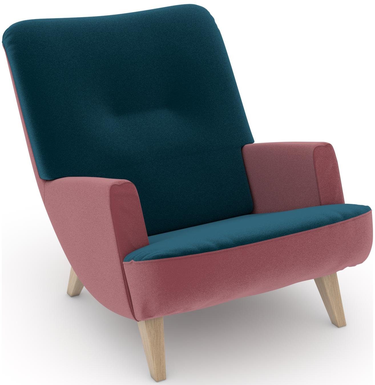 Max Winzer® Loungestoel Build-a-chair Borano in retro-look, om zelf te stylen (set)