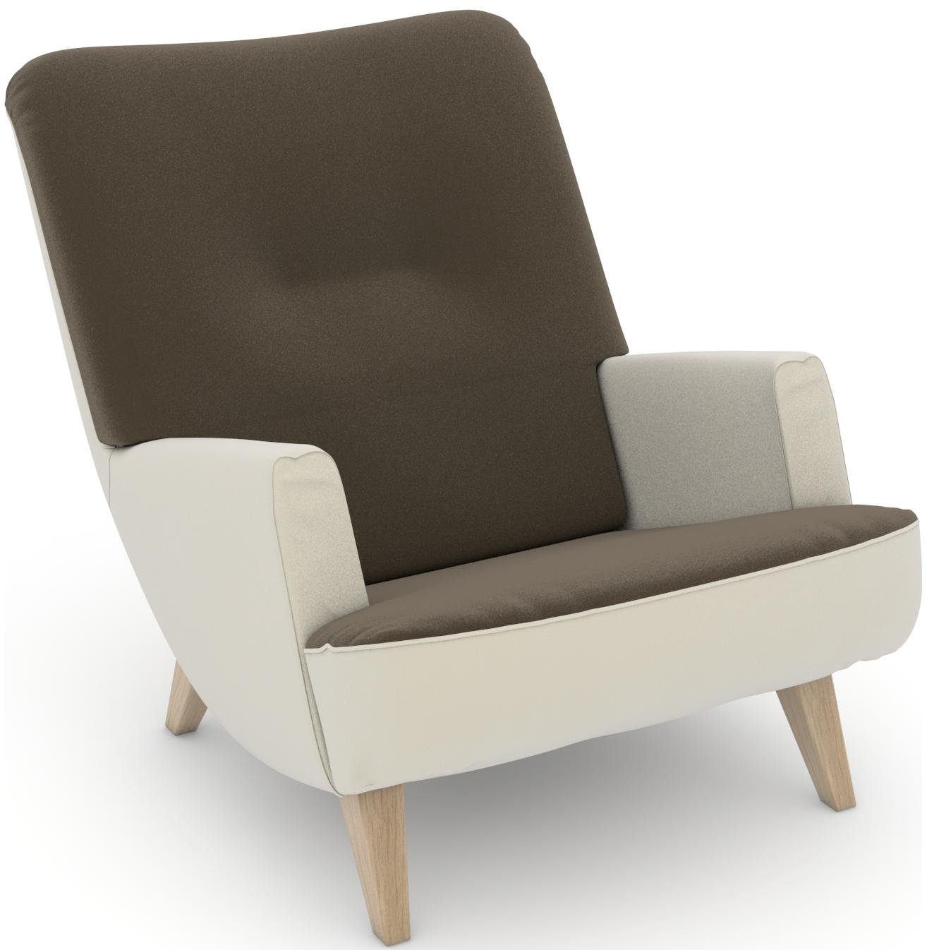 Max Winzer® Loungestoel Build-a-chair Borano in retro-look, om zelf te stylen (set)