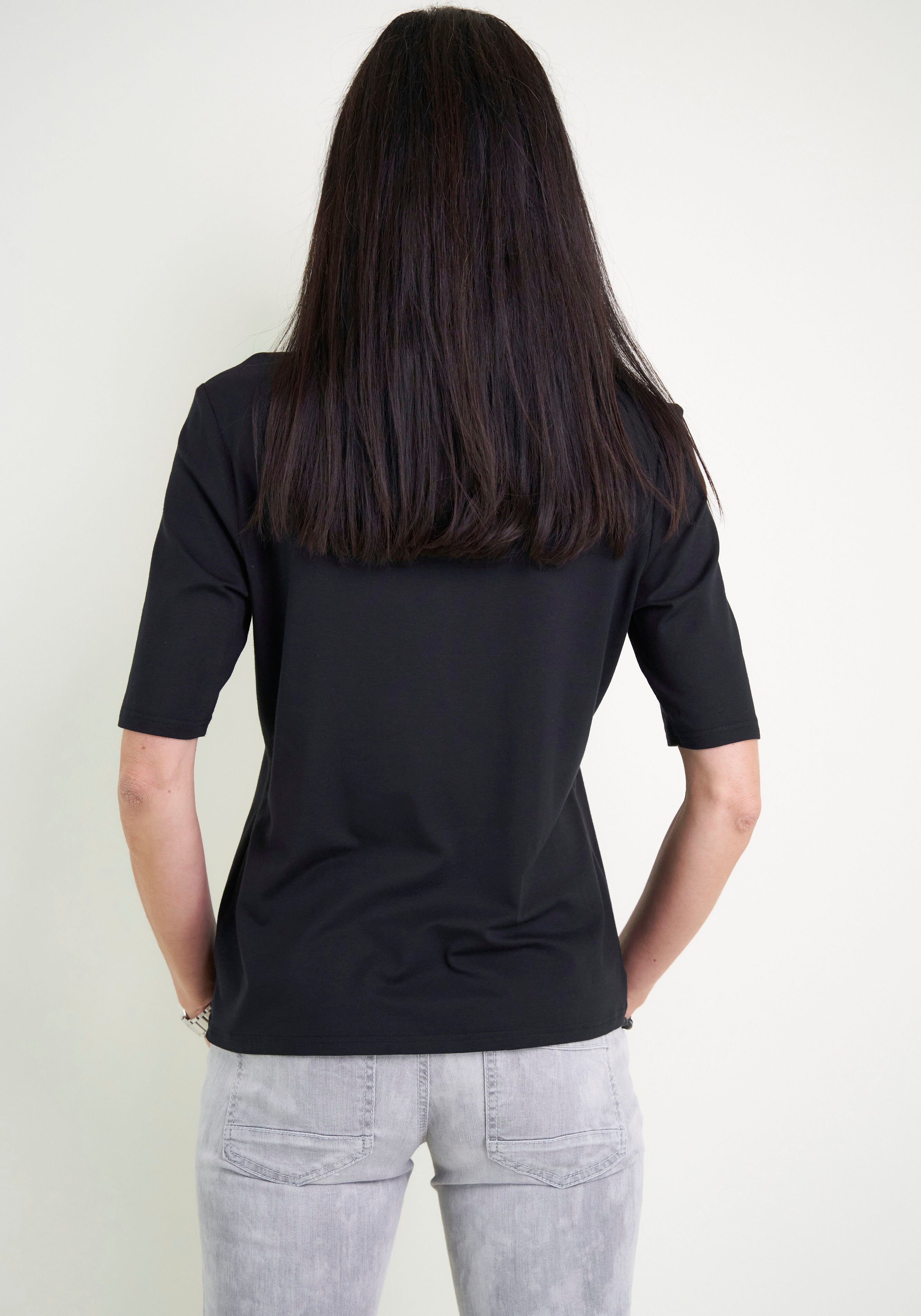 Seidel Moden Shirt met staande kraag in heuplengte, made in germany