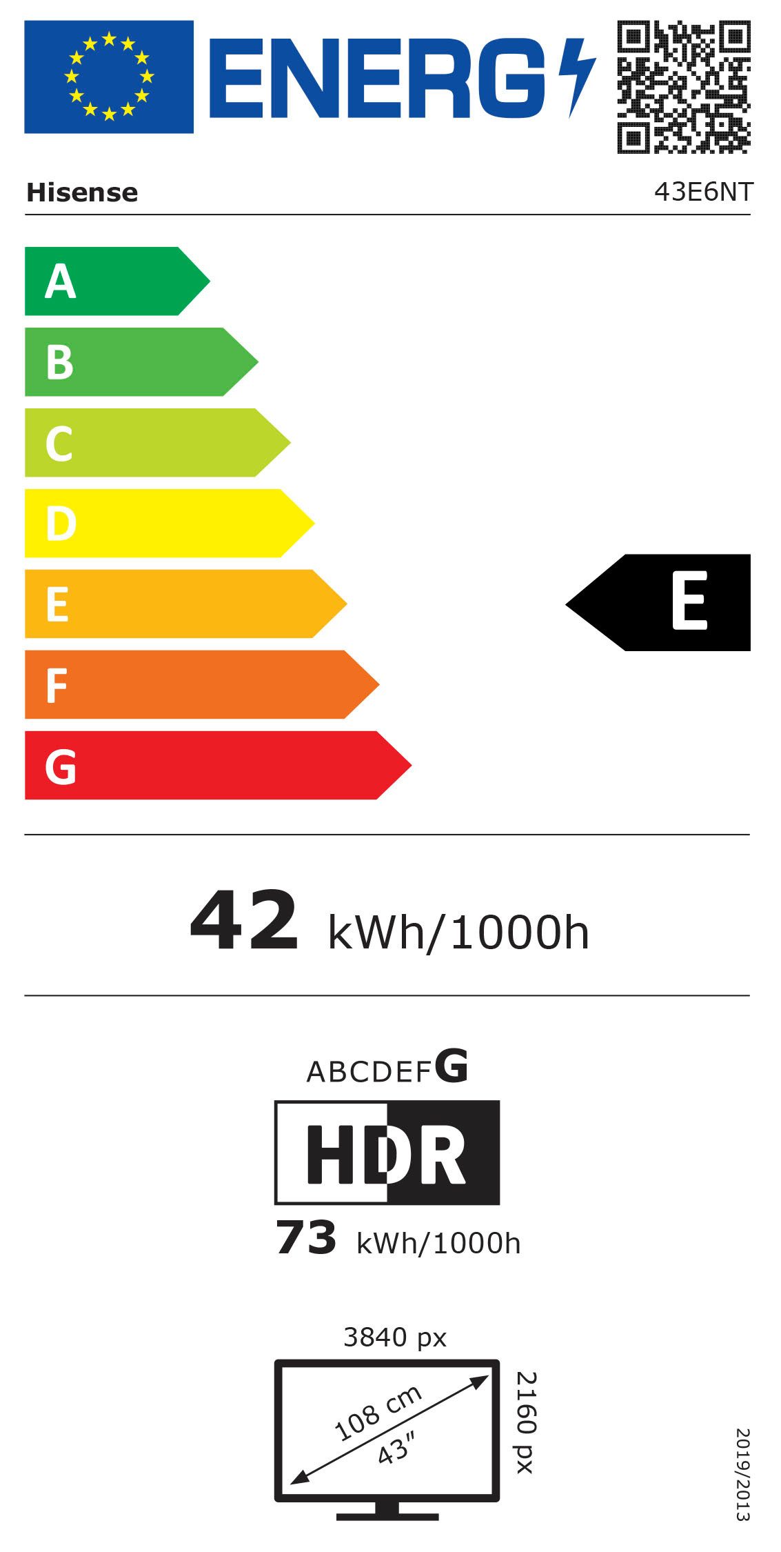 Hisense Led-TV 43E6NT, 108 cm / 43", 4K Ultra HD, Smart TV