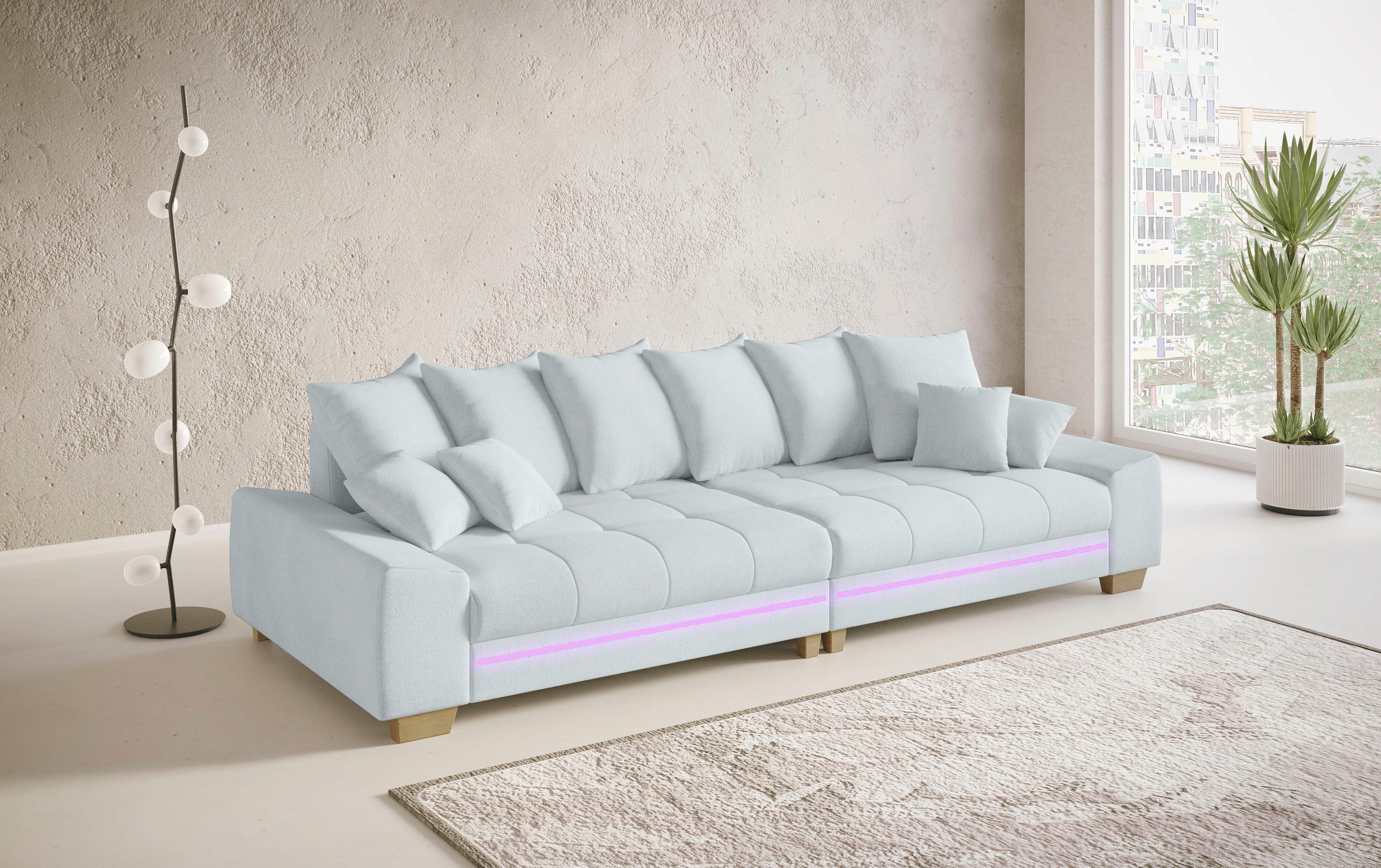 Mr. Couch Megabank Nikita II met rgb-led-verlichting, koudschuim bekleding tot 140 kg belastbaar