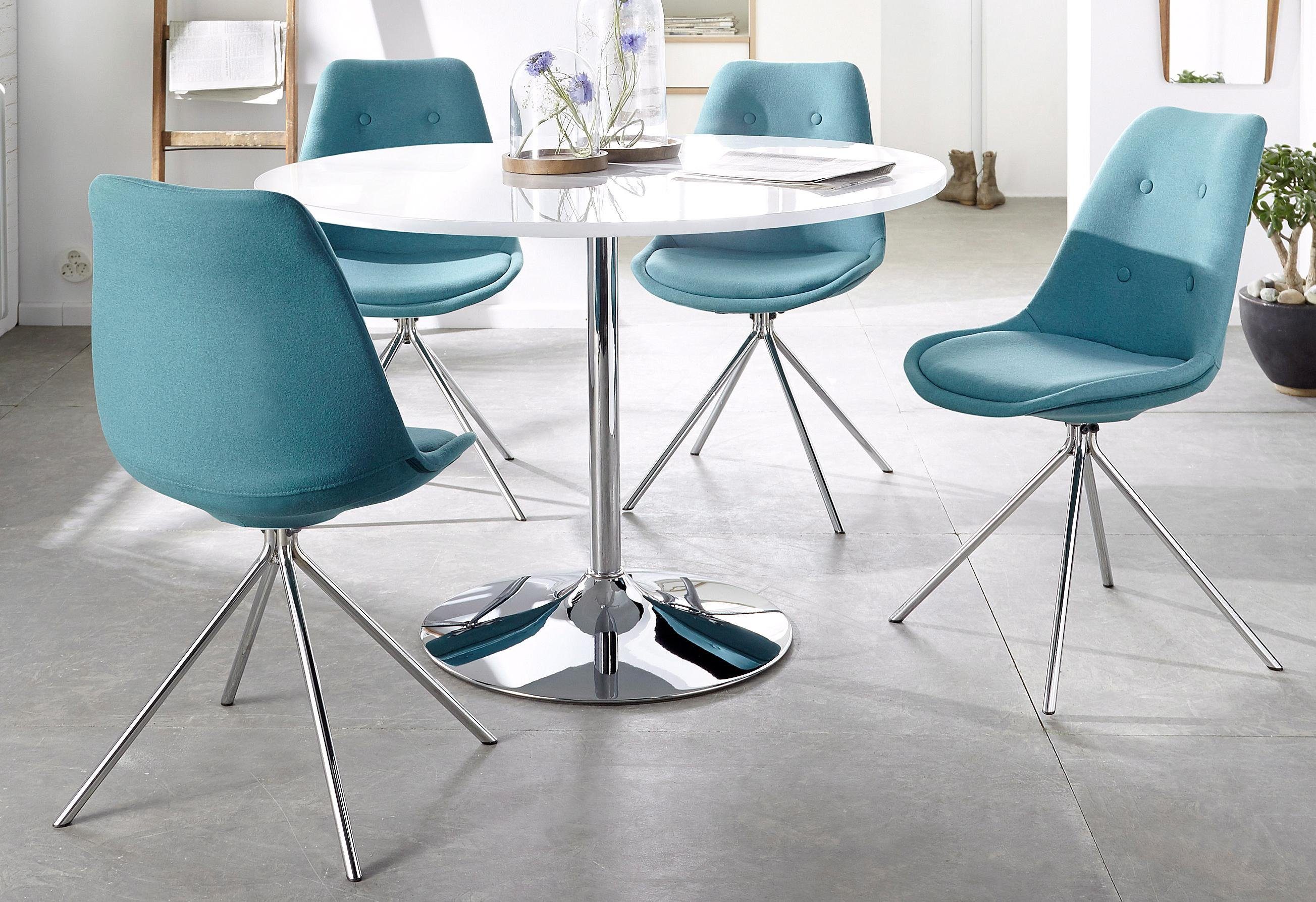 INOSIGN Eettafel Trompet rond, ø110 cm, tafelblad wit hoogglans, trompetvoet, tulpentafel
