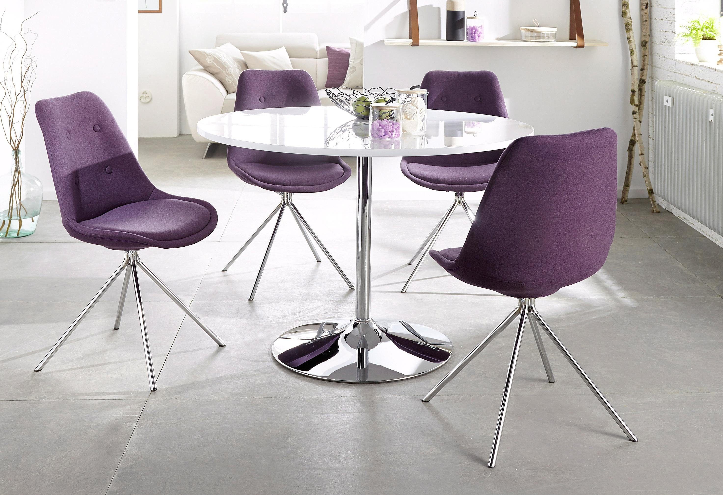 INOSIGN Eettafel Trompet rond, ø110 cm, tafelblad wit hoogglans, trompetvoet, tulpentafel