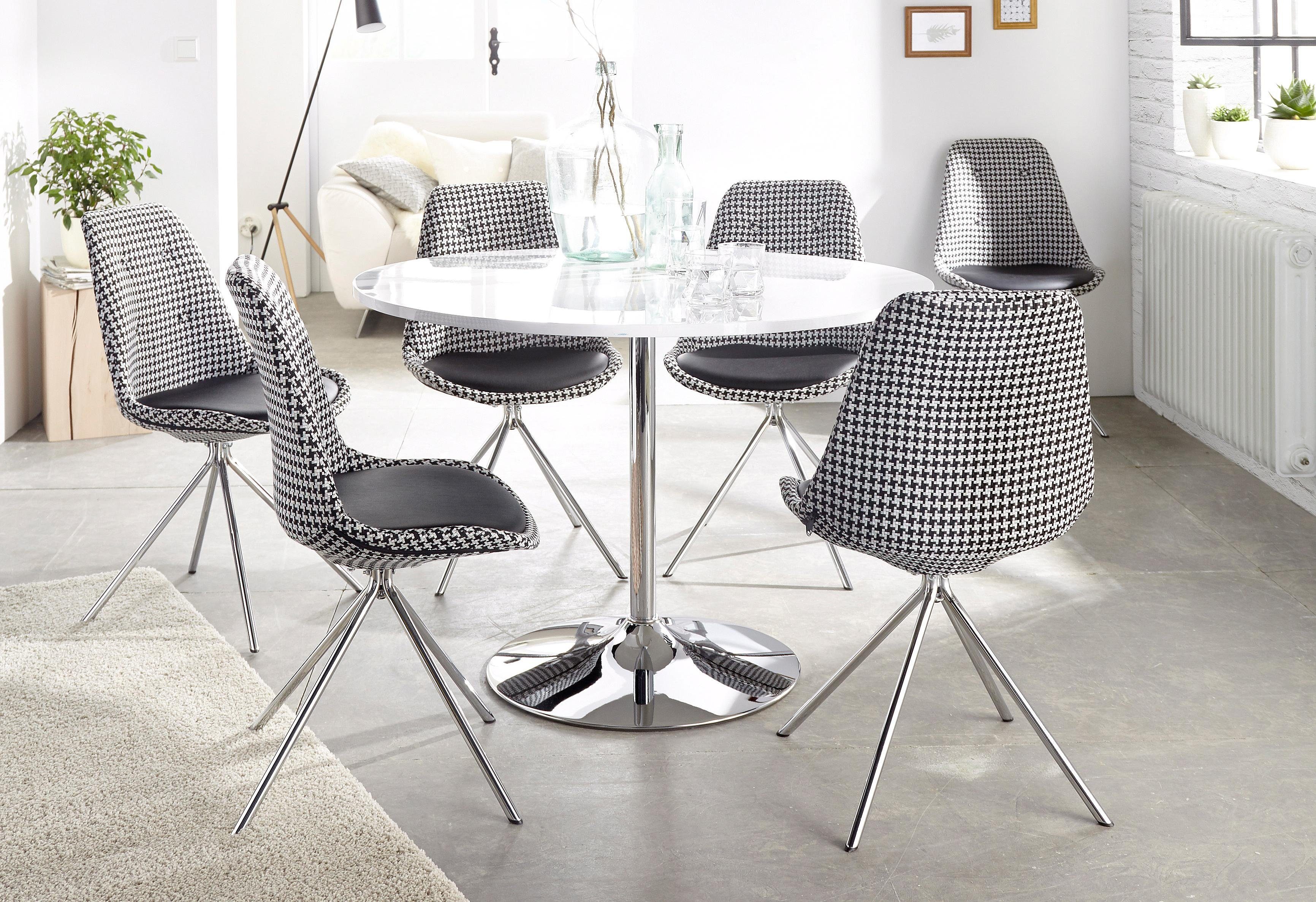 INOSIGN Eettafel Trompet rond, ø110 cm, tafelblad wit hoogglans, trompetvoet, tulpentafel