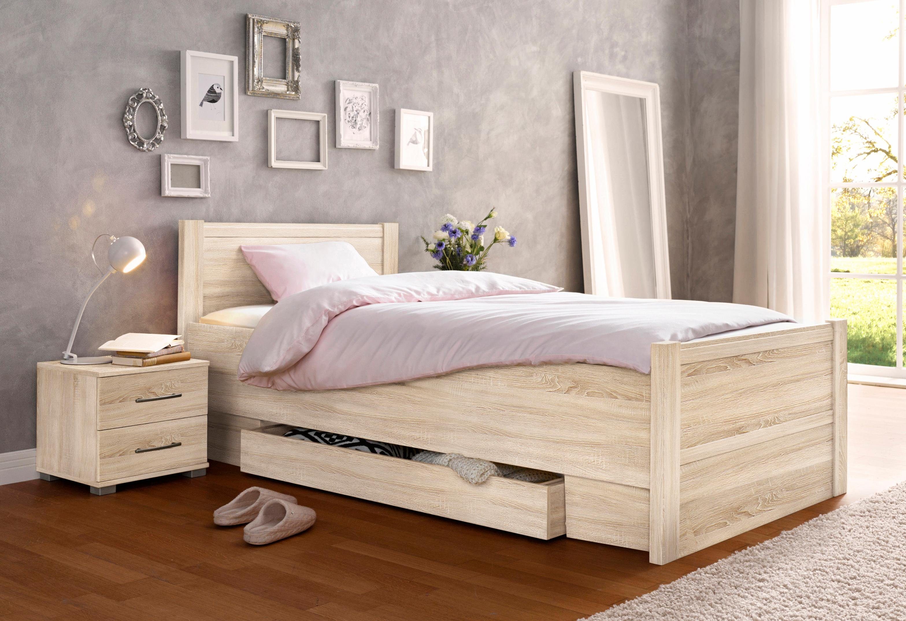 priess Bed Husum slaapkamer tienerkamer bedombouw met comforthoogte, verschillende uitvoeringen, hoogwaardige premium kwaliteit bedden bruin