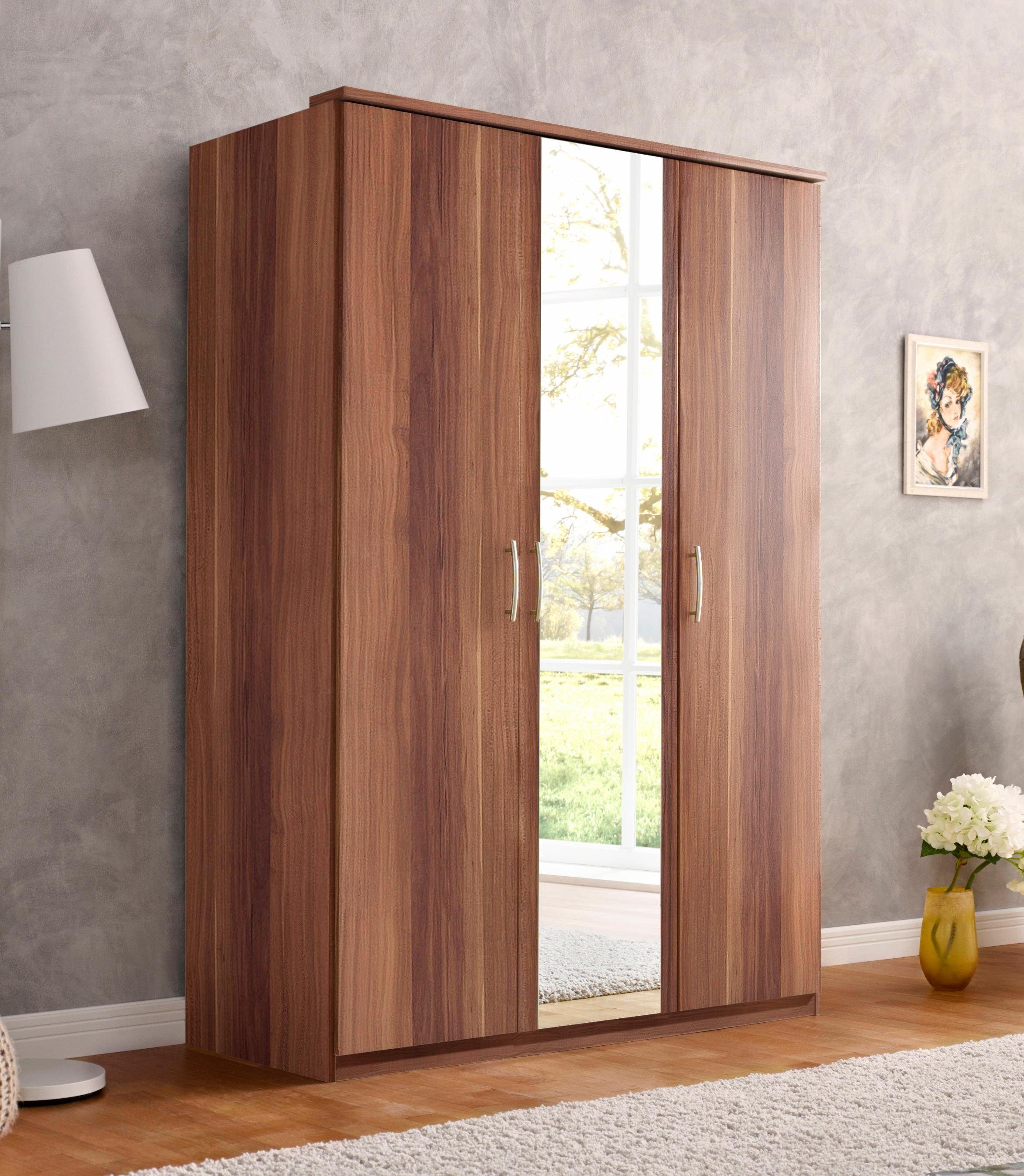 priess Kledingkast Husum met decoratieve krans, optioneel met lades kledingkasten maat 140 cm x 196 cm x 57 cm bruin