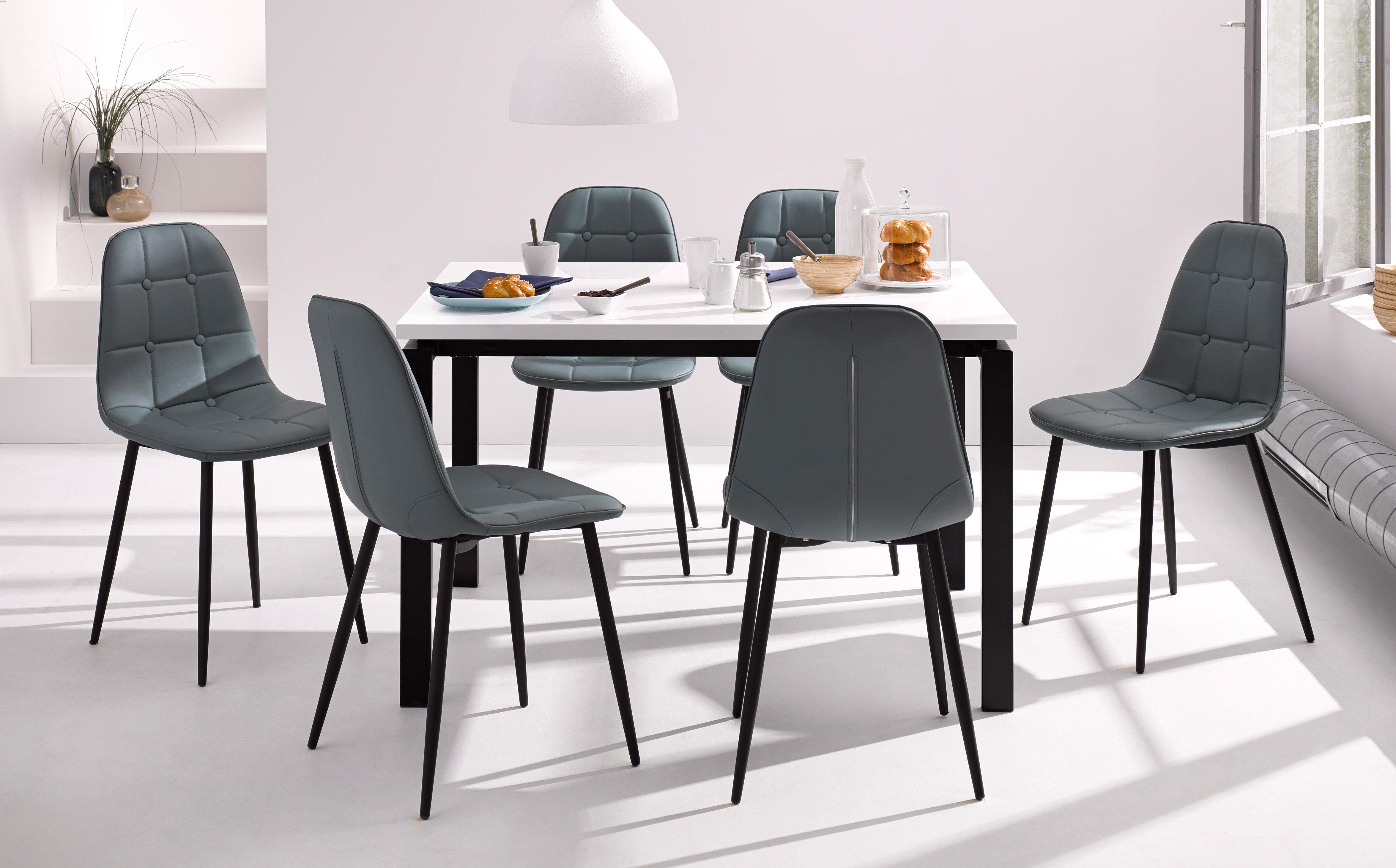 INOSIGN Eethoek Sabine + Luna Eettafel, breedte 120 cm en 4 eetkamerstoelen, overtrekstof in imitatieleer (set, 5-delig)