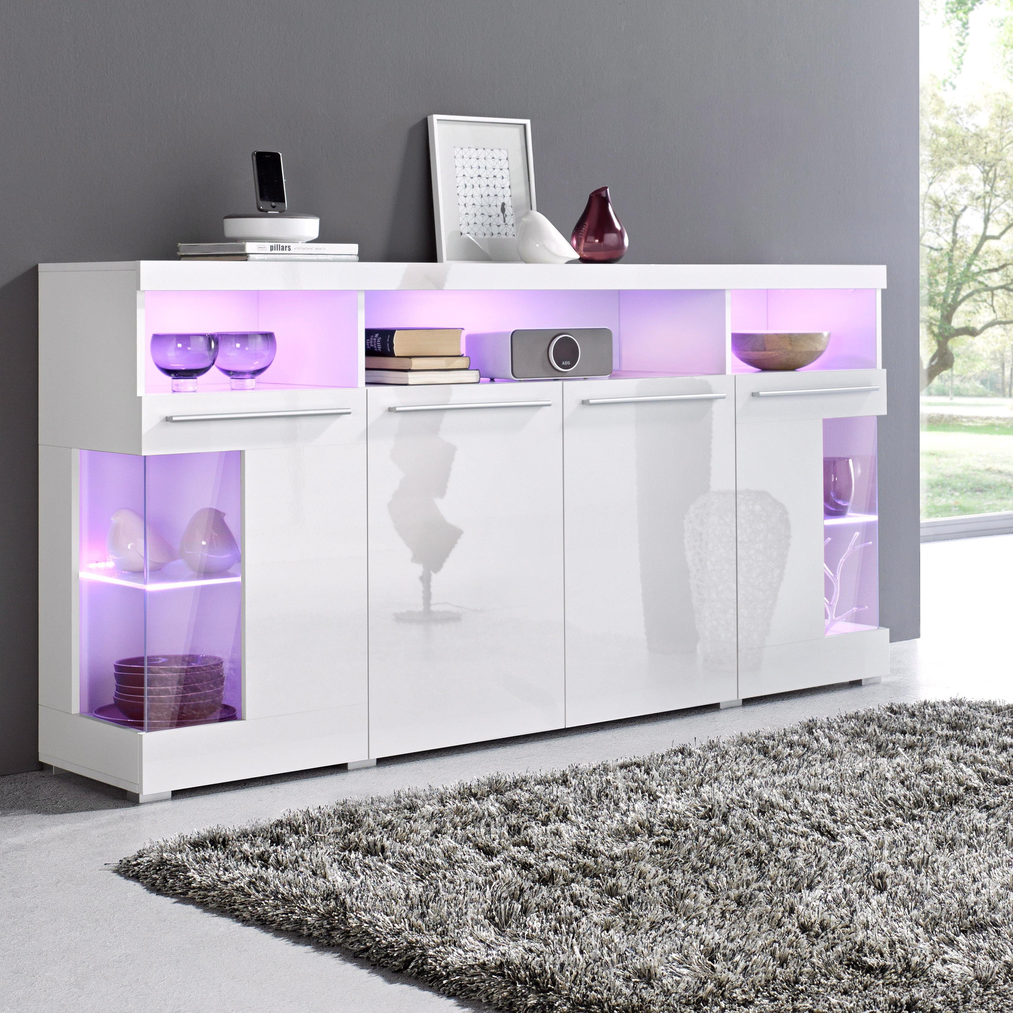 INOSIGN Dressoir India, breedte 182cm, stijlvolle kast met glazen deuren Kast met laden en deuren veel bergruimte, planken verstelbaar,zonder verlichting