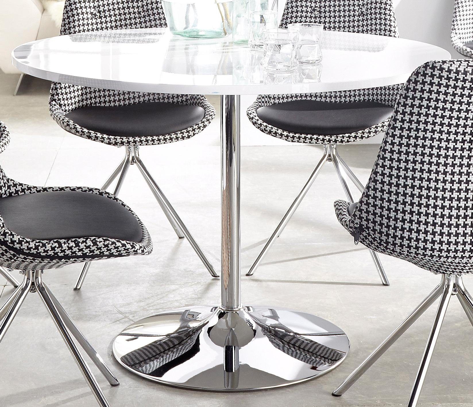 INOSIGN Eettafel Trompet rond, ø110 cm, tafelblad wit hoogglans, trompetvoet, tulpentafel
