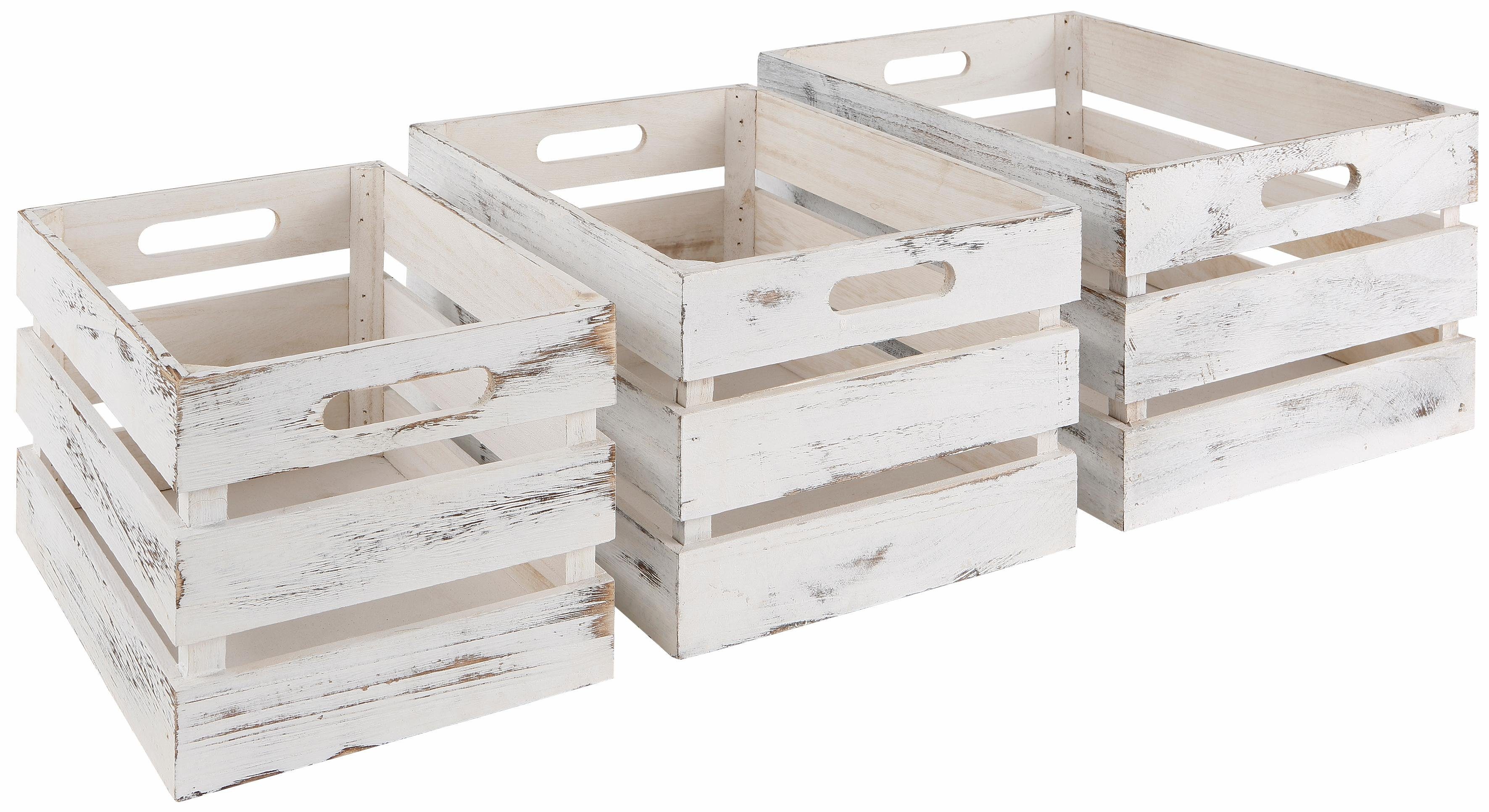 Zeller Present Kist (set van 3) manden & dozen wit