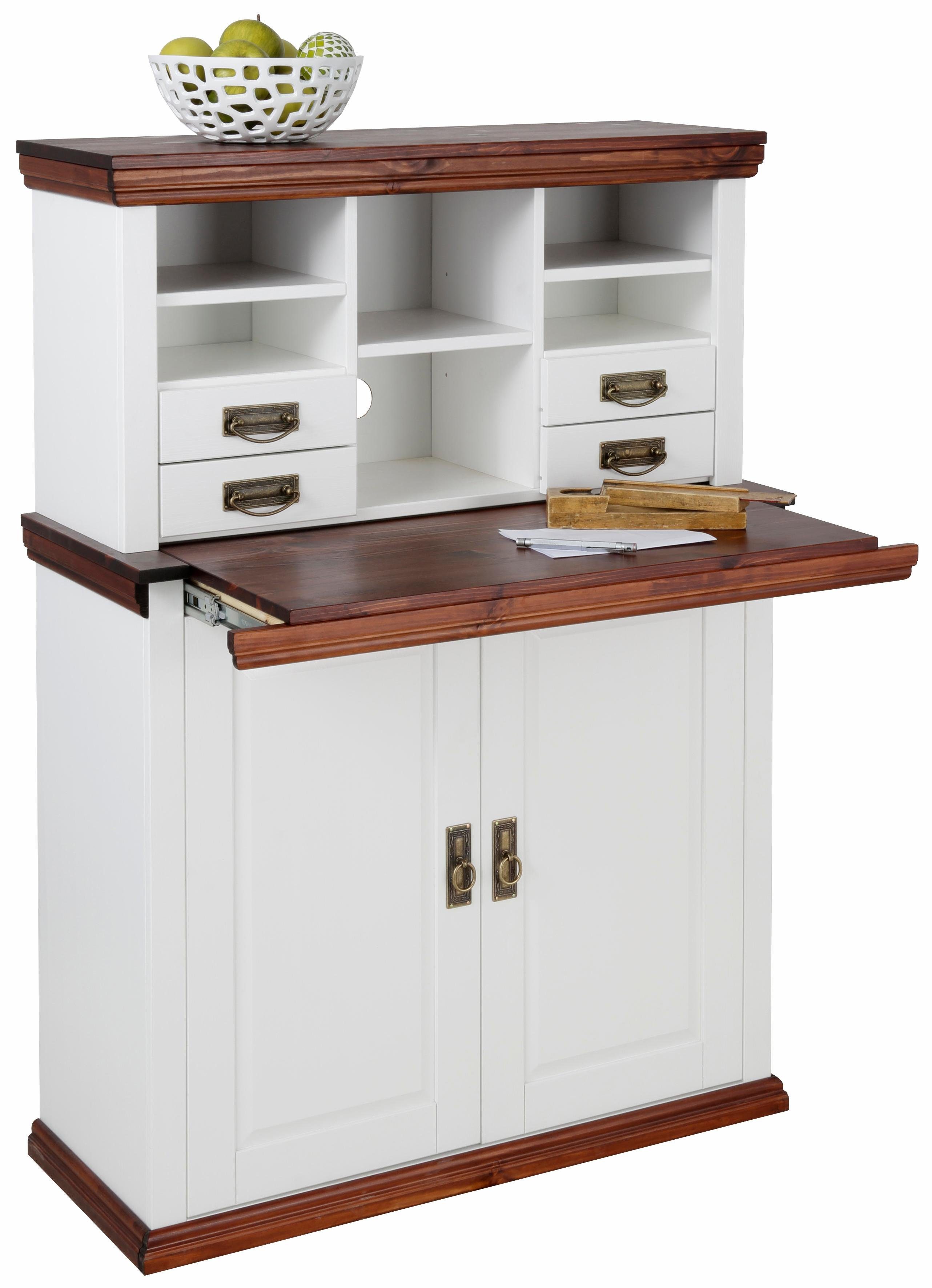 Home affaire Secretaire Konrad Bureau van massief hout, met veel opbergruimte, B89 x H122 cm