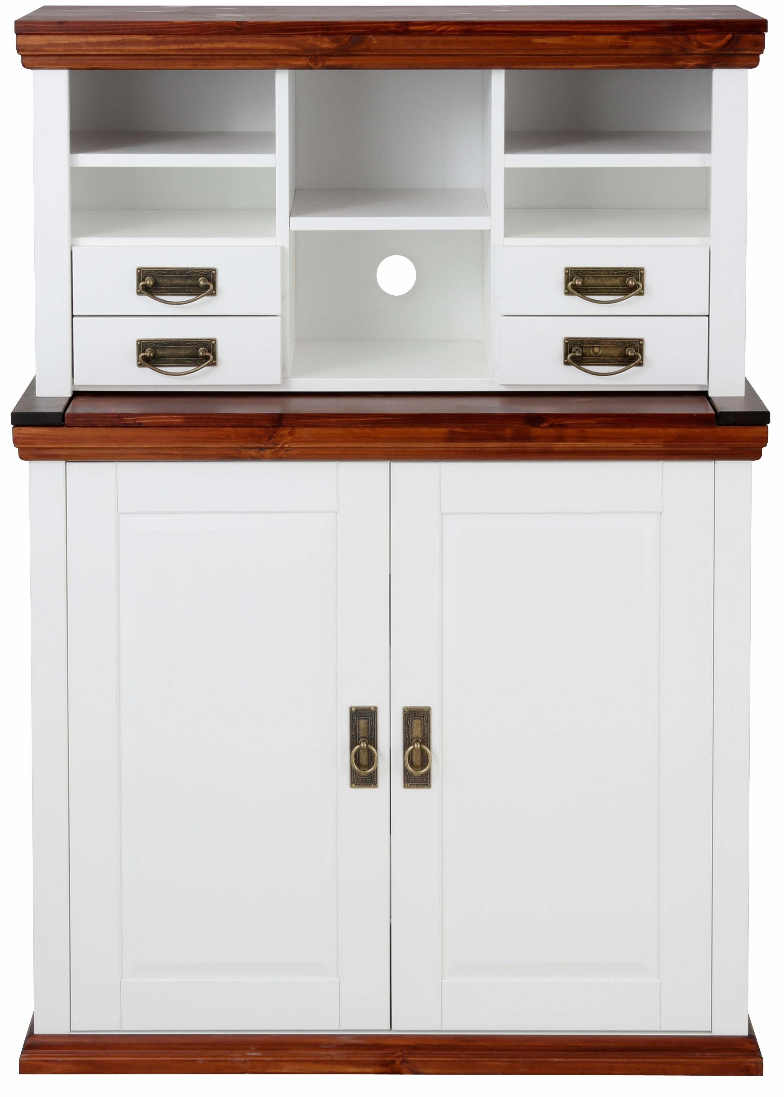 Home affaire Secretaire Konrad Bureau van massief hout, met veel opbergruimte, B89 x H122 cm
