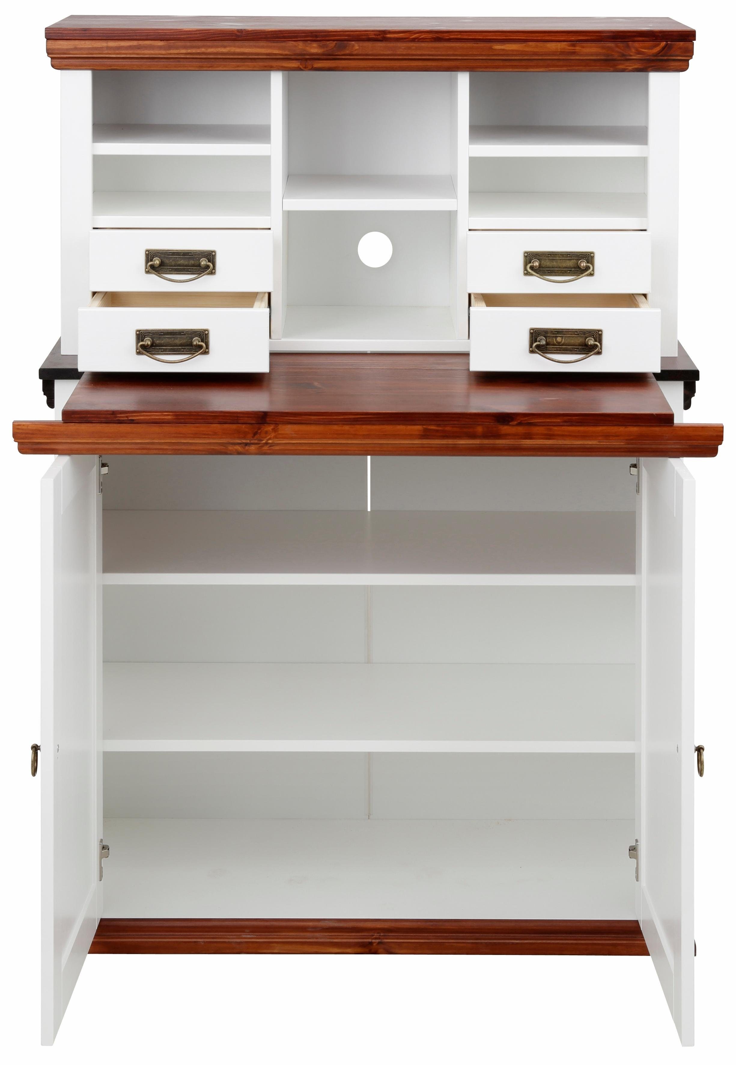 Home affaire Secretaire Konrad Bureau van massief hout, met veel opbergruimte, B89 x H122 cm