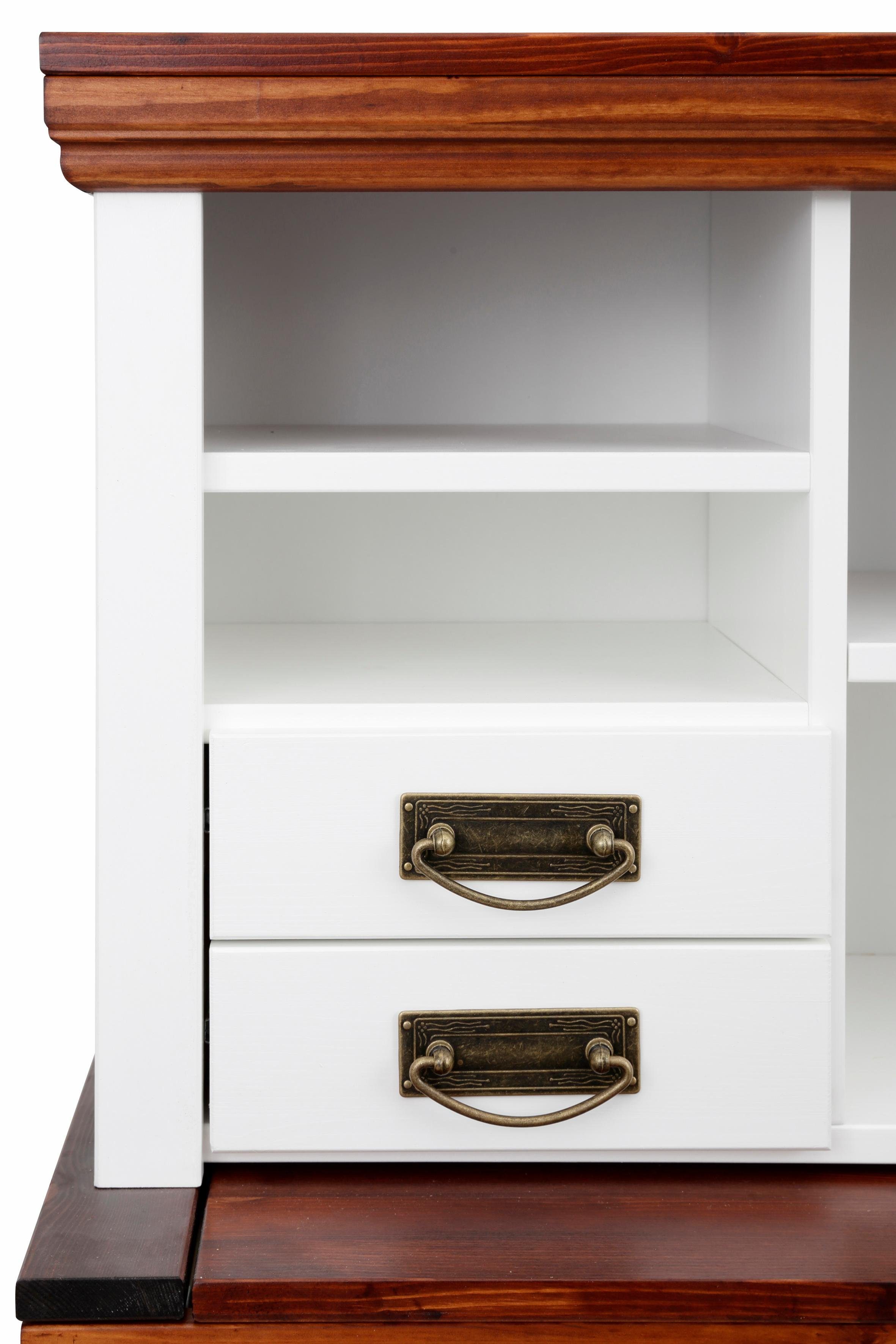 Home affaire Secretaire Konrad Bureau van massief hout, met veel opbergruimte, B89 x H122 cm