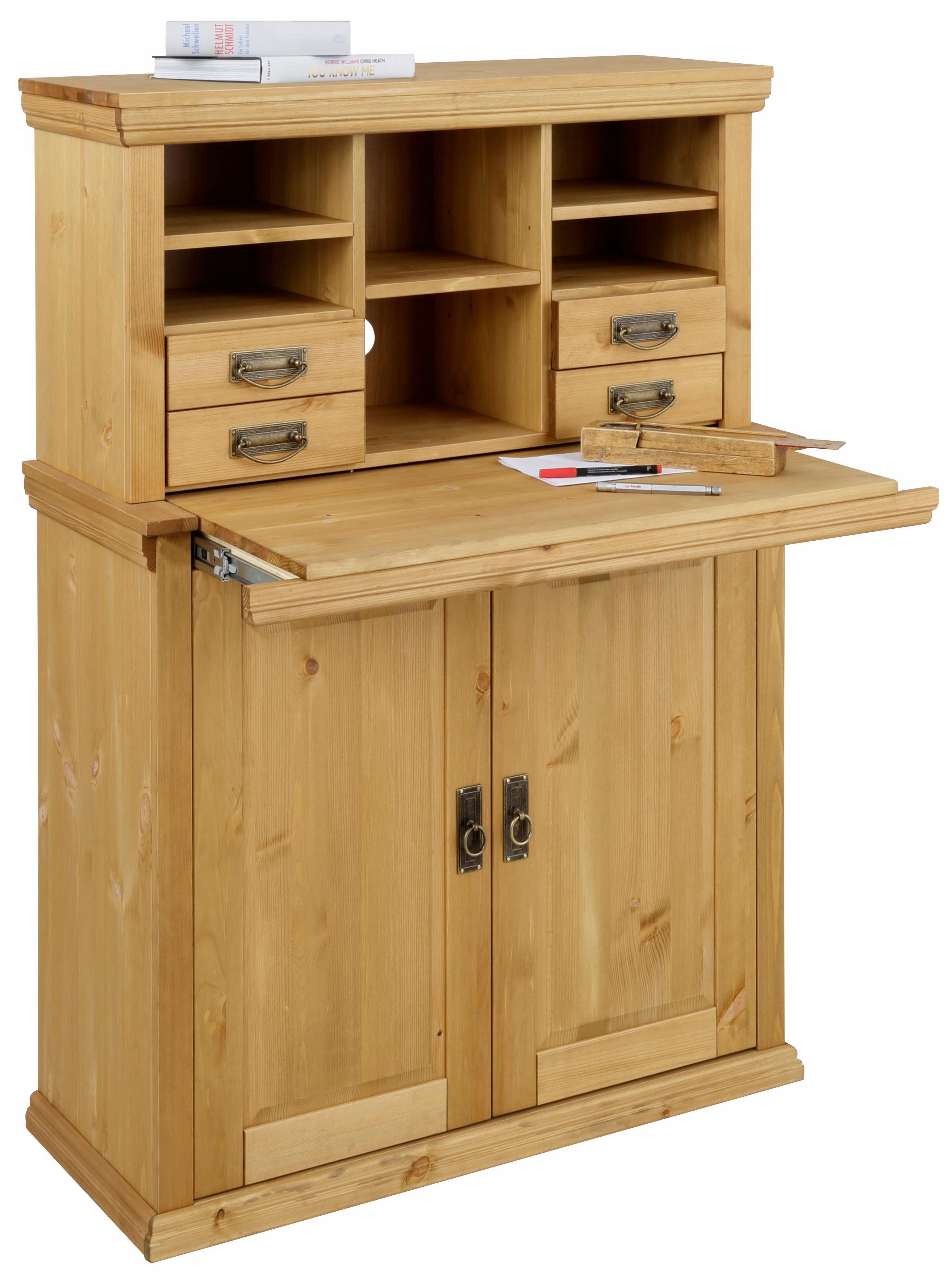 Home affaire Secretaire Konrad Bureau van massief hout, met veel opbergruimte, B89 x H122 cm