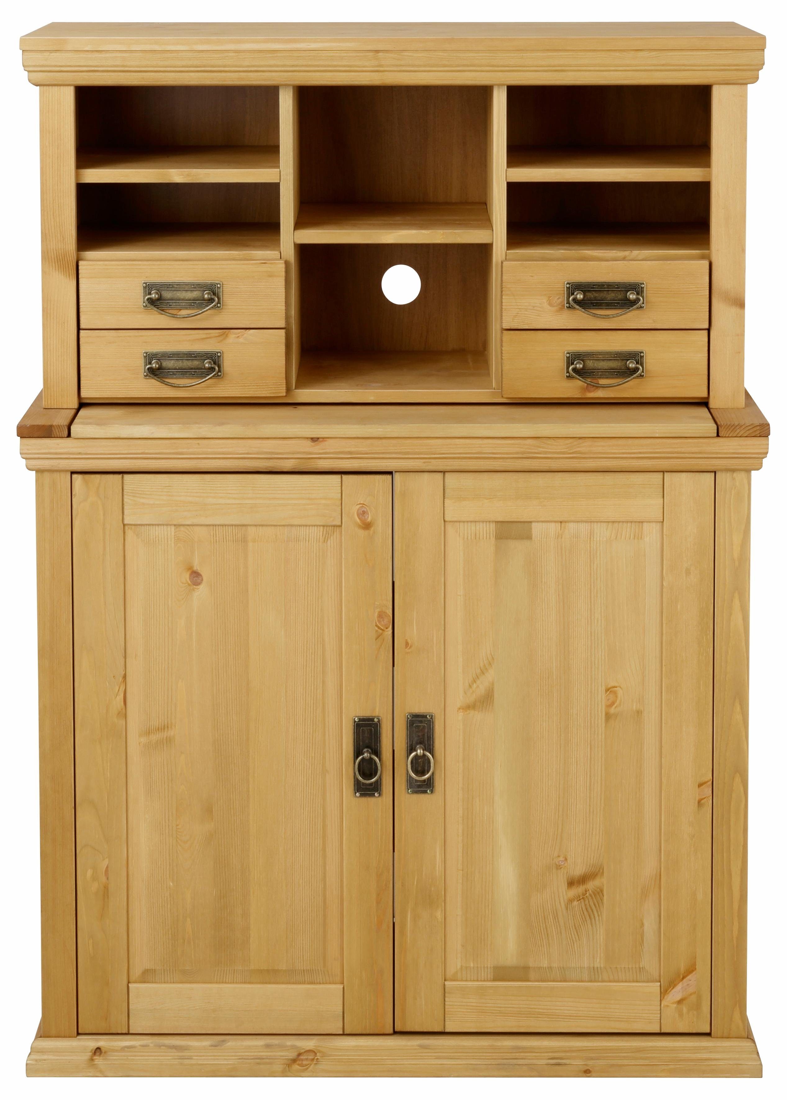 Home affaire Secretaire Konrad Bureau van massief hout, met veel opbergruimte, B89 x H122 cm