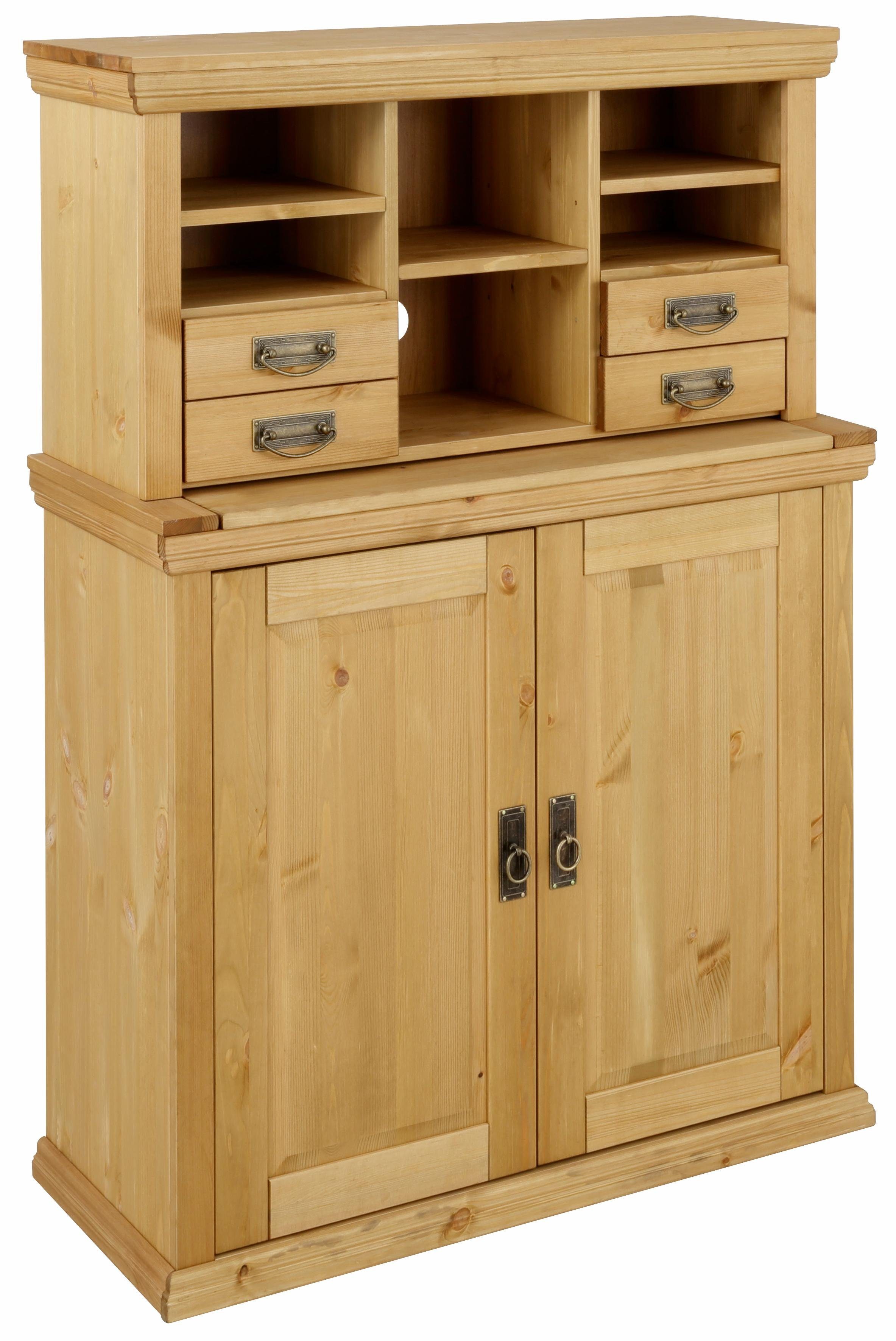 Home affaire Secretaire Konrad Bureau van massief hout, met veel opbergruimte, B89 x H122 cm