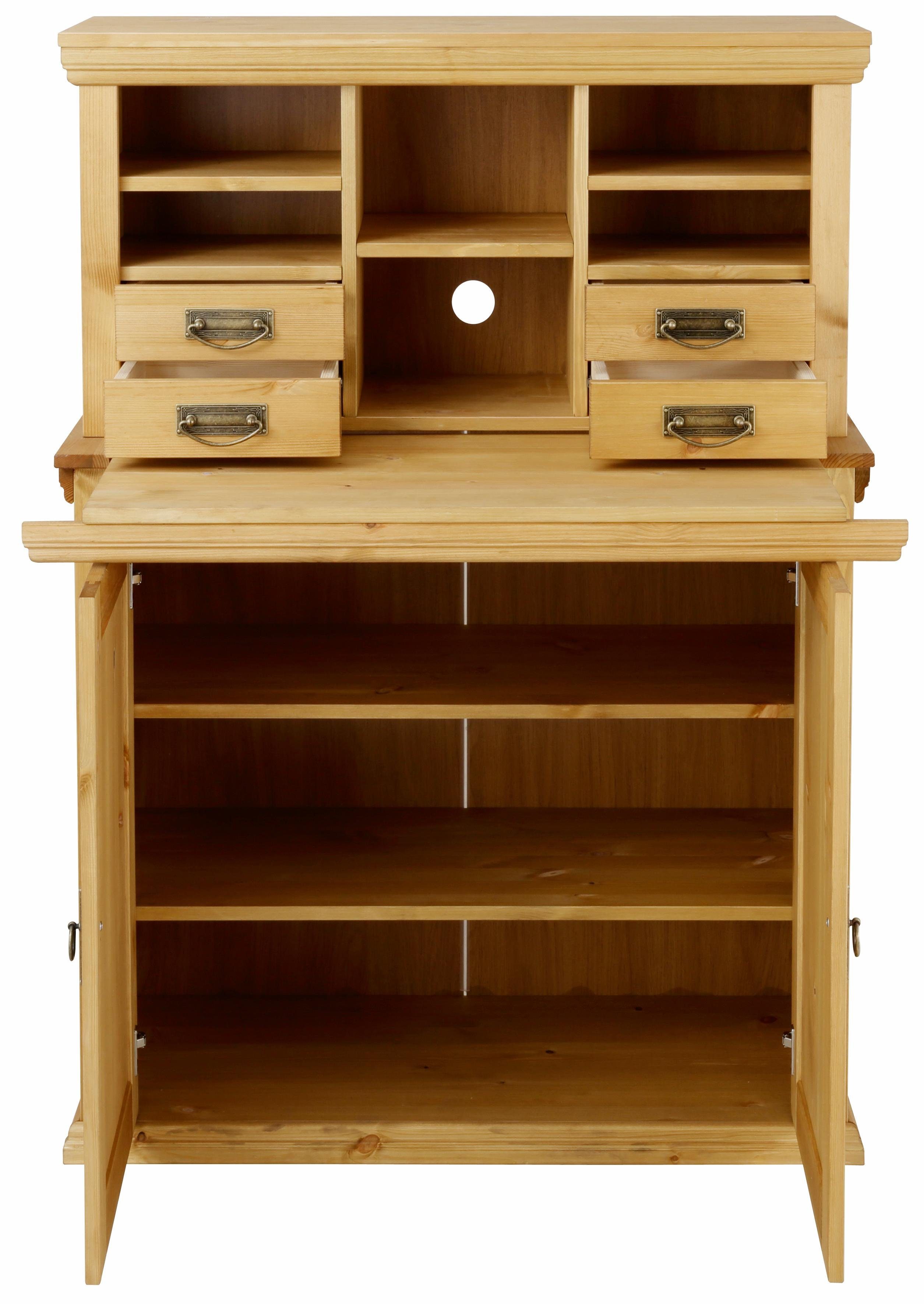 Home affaire Secretaire Konrad Bureau van massief hout, met veel opbergruimte, B89 x H122 cm