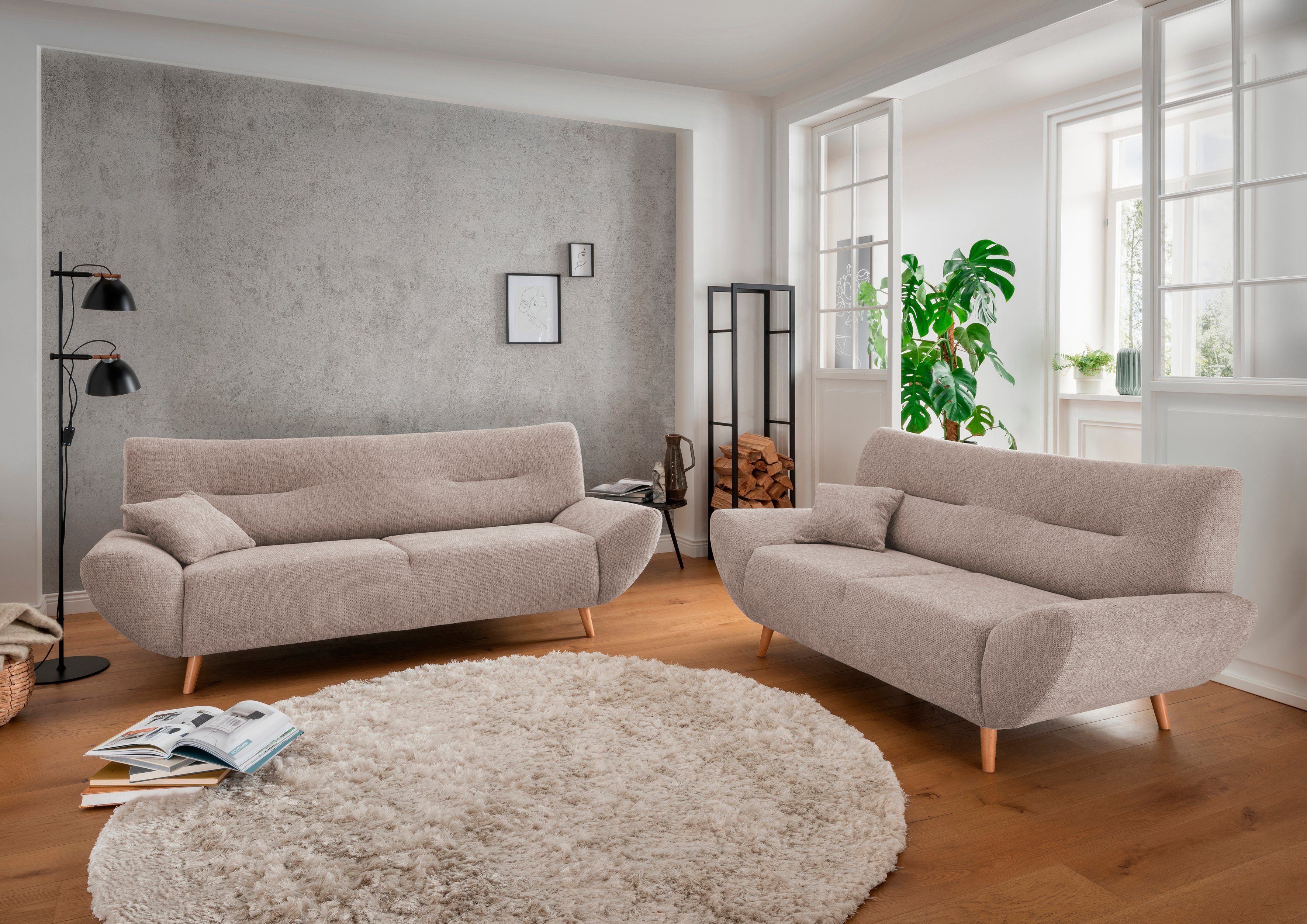 INOSIGN Zithoek Drago, modern en tijdloos, actuele vormtaal, comfortabel leverbaar als fauteuil/hoekbank, diverse stoffen, incl. 2 sierkussens (set,