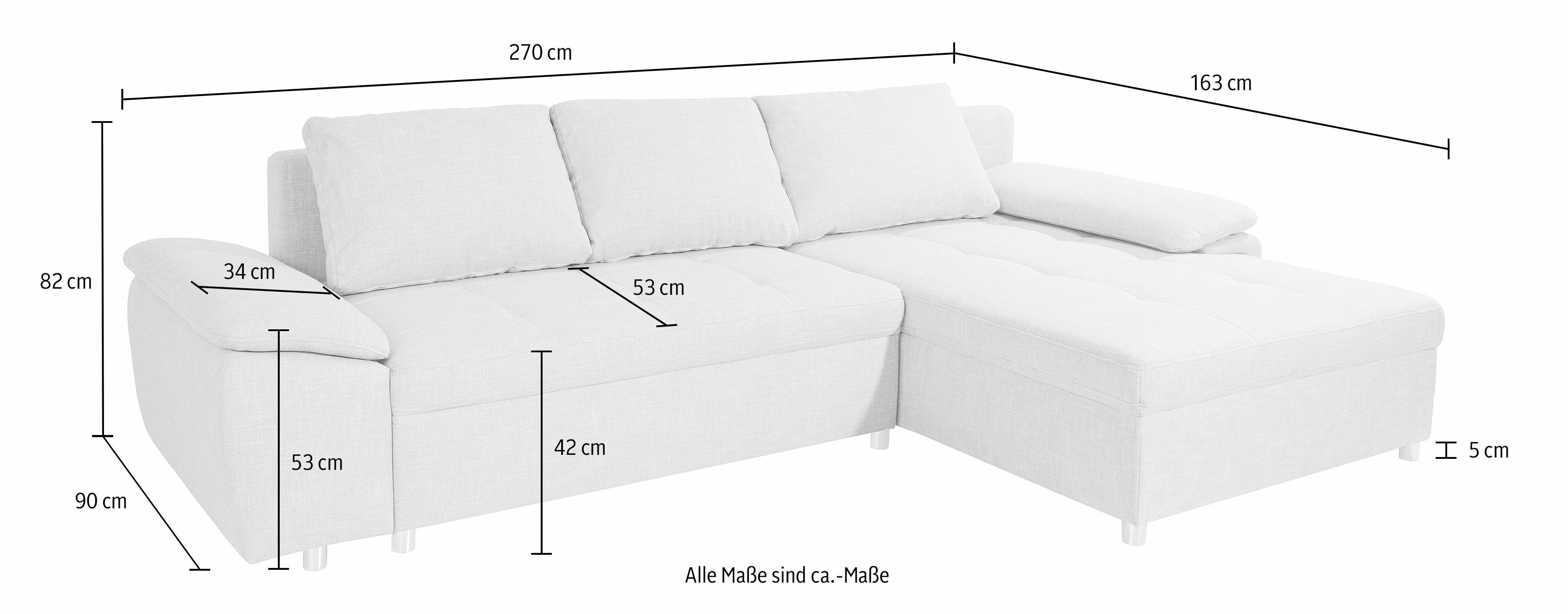 sit&more Hoekbank Labene L-vorm naar keuze met slaapfunctie en bedkist, ook als xxl-variant