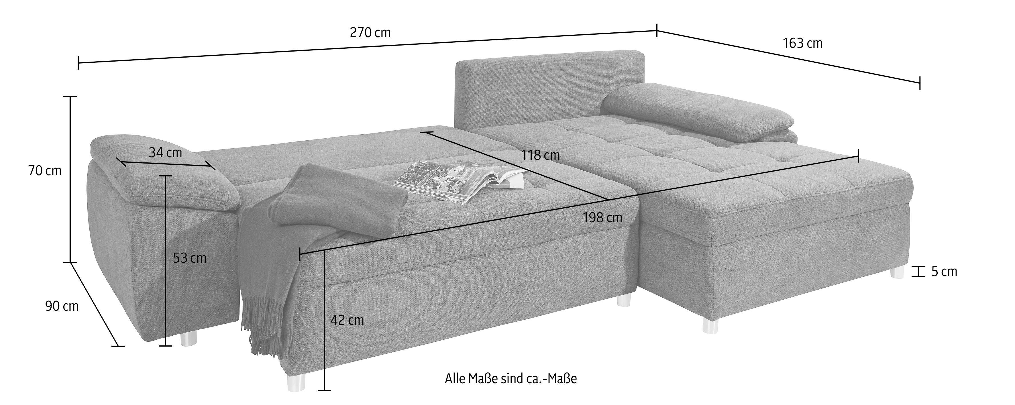 sit&more Hoekbank Top Bilbao L-vorm XXL, naar keuze met slaapfunctie en bedkist