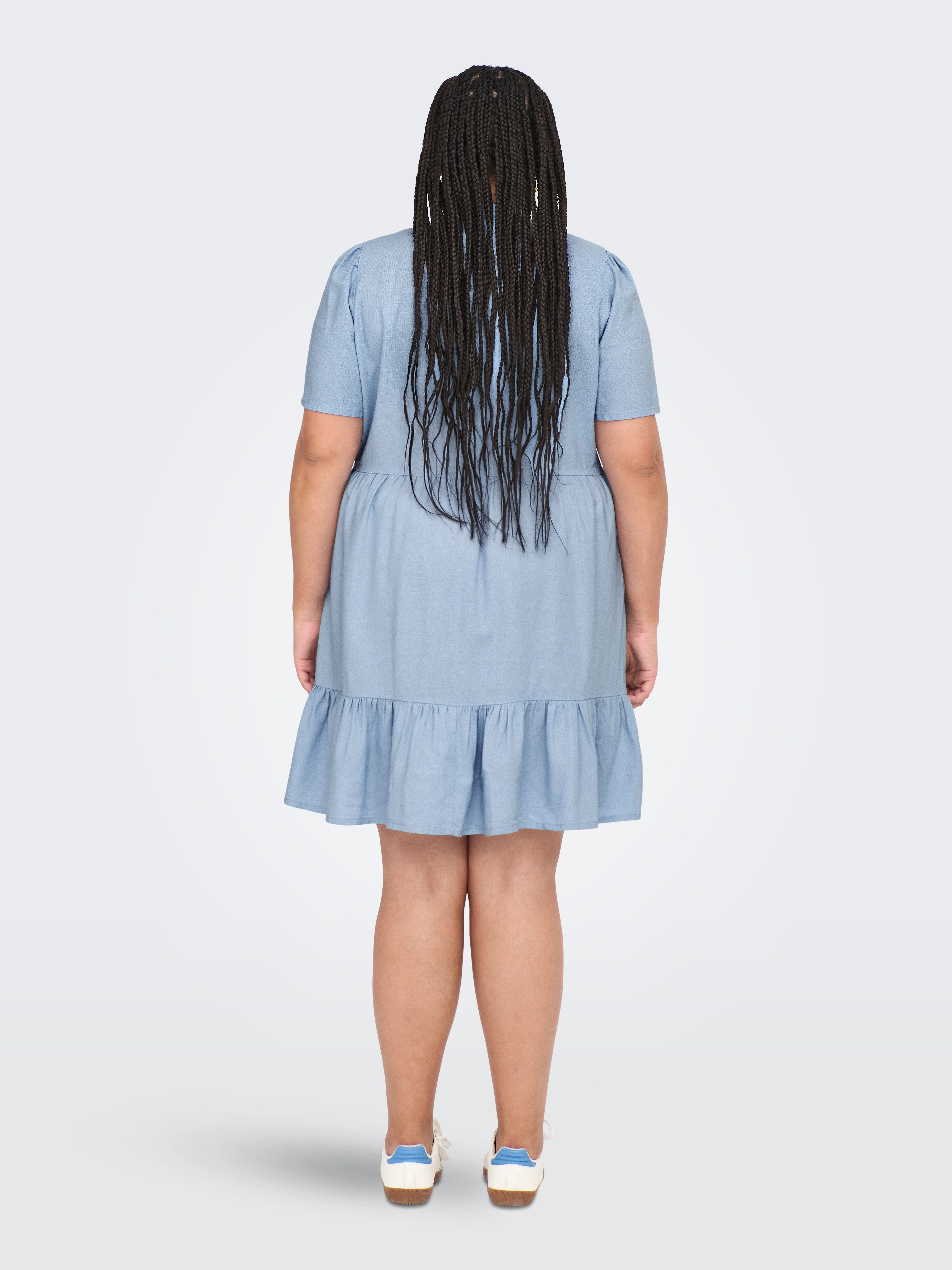 ONLY CARMAKOMA Mini-jurk CARTIRI-CARO S/S V-NECK LIN DRESS TLR