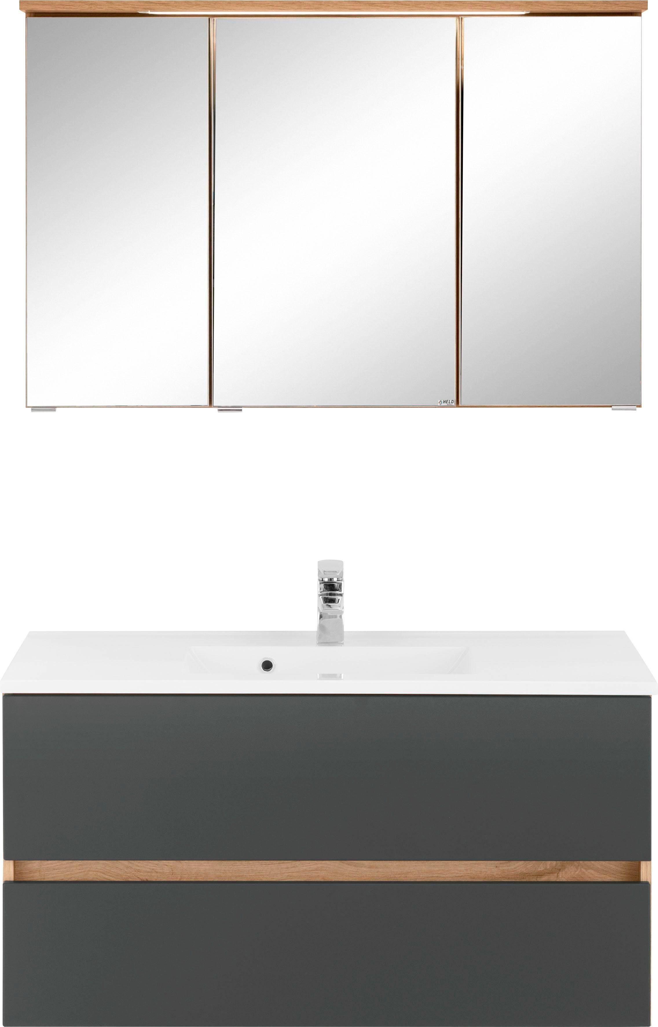 welltime Badkamerserie Lucca Breedte 100,5 cm, met directe verlichting (2-delig)