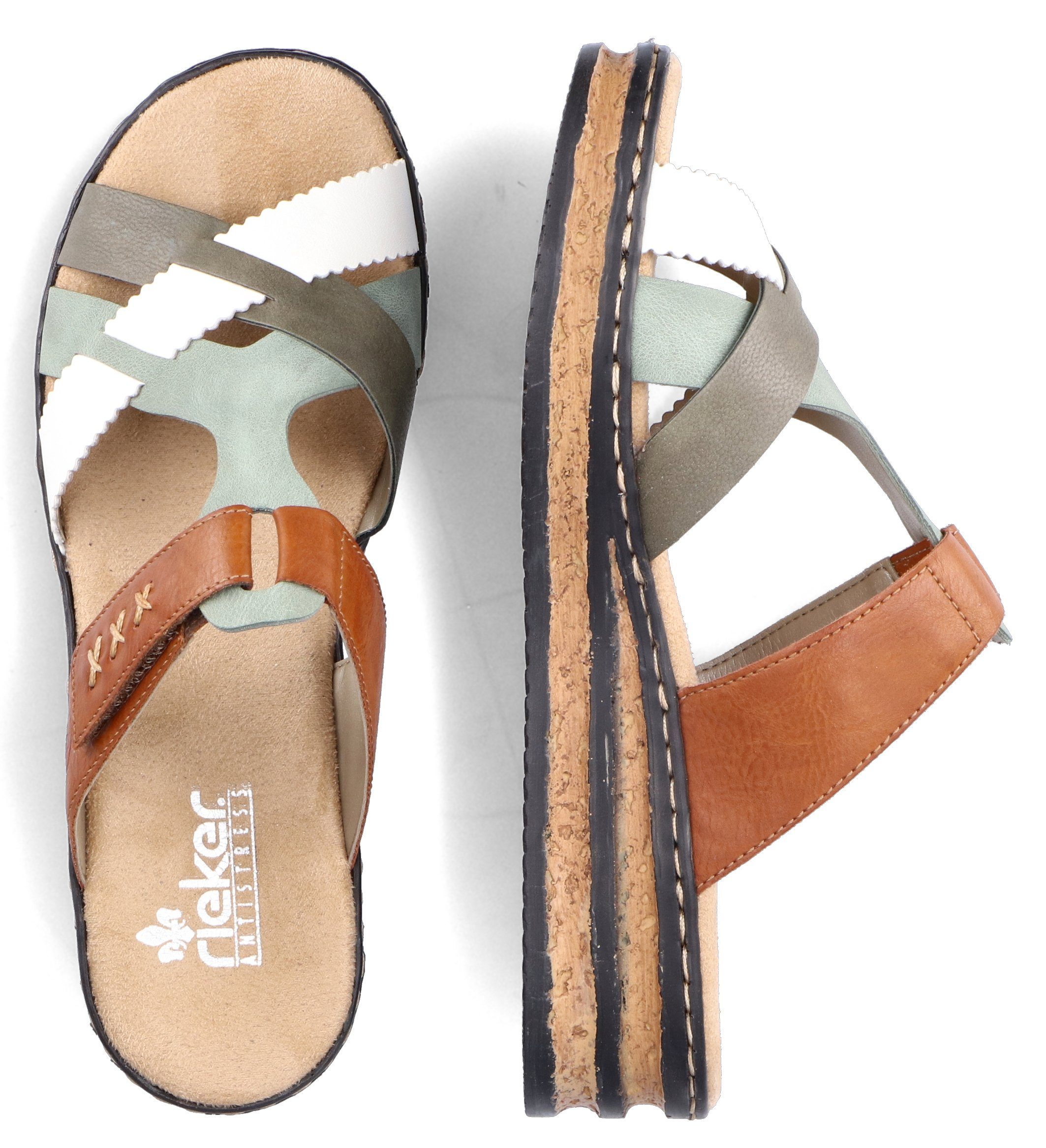 Rieker Slippers sleehak, zomerschoen, pantoffels met praktisch klittenband