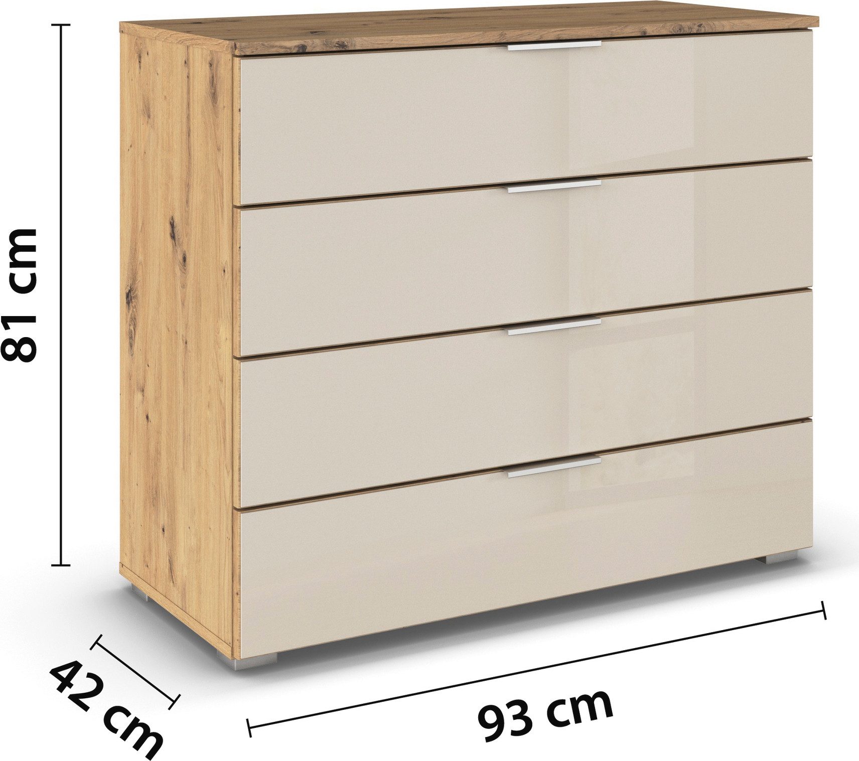 rauch Ladekast Sideboard AGORDO met glazen front Breedte 93 cm met 4 grote lades voor veel opbergruimte MADE IN GERMANY