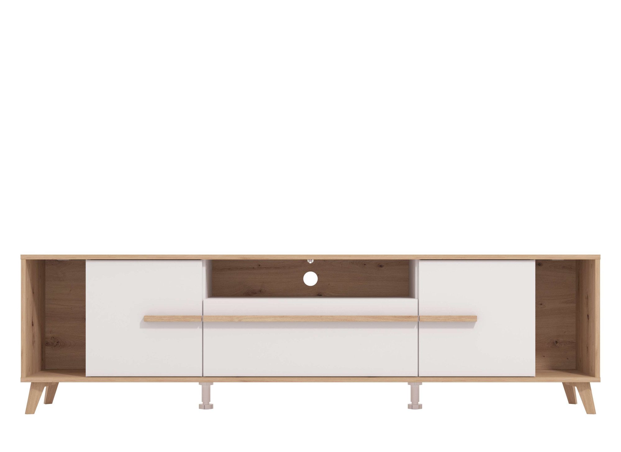 INOSIGN Tv-meubel Orleans, TV-Lowboard, TV-kast, TV-standaard, Breedte 190 cm Kast, Opaque Wit/Artisan Eiken Decor, modern en elegant ontwerp