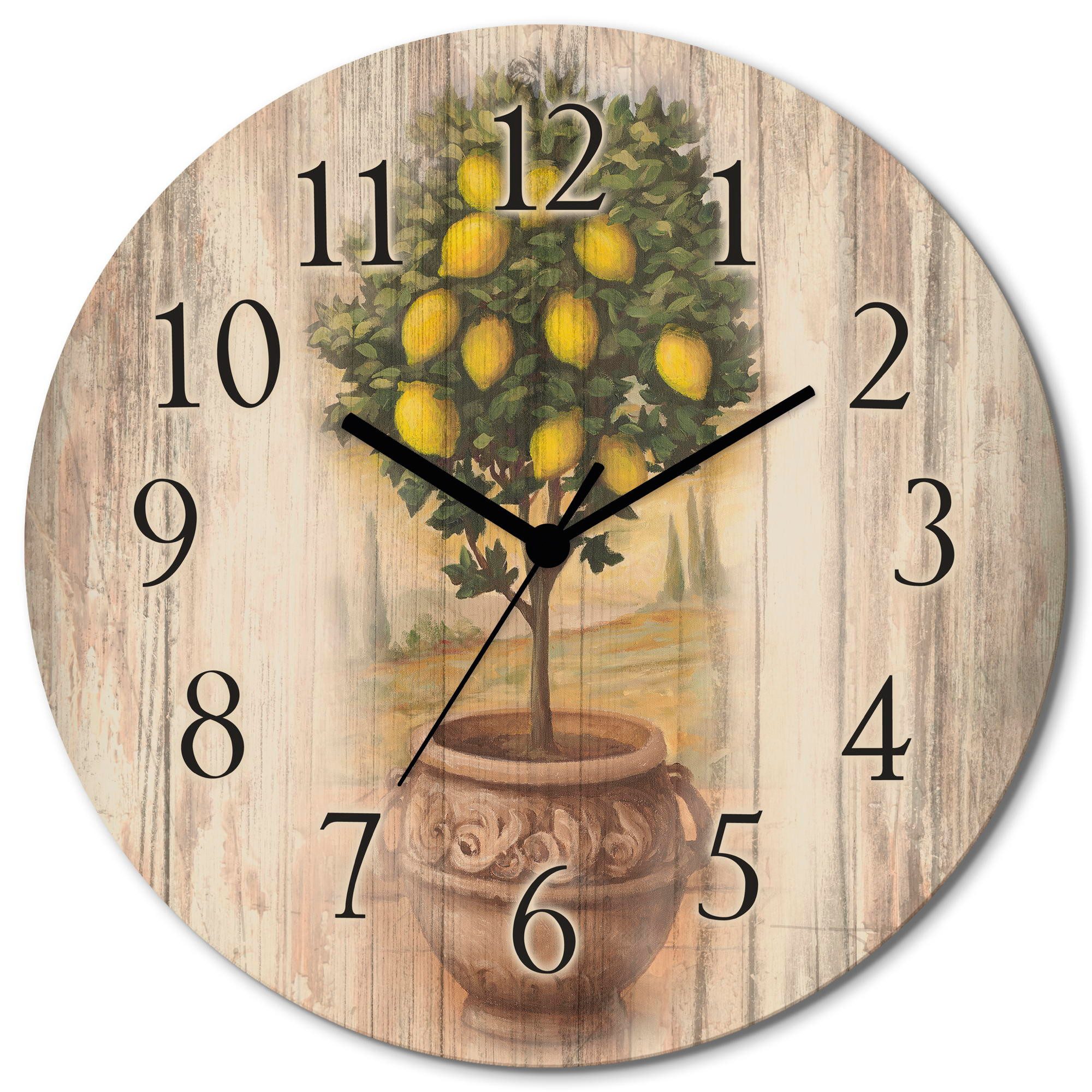 Artland Wandklok Citroenboompje met hout-look optioneel verkrijgbaar met kwarts- of radiografisch uurwerk, geruisloos zonder tikkend geluid klokken &