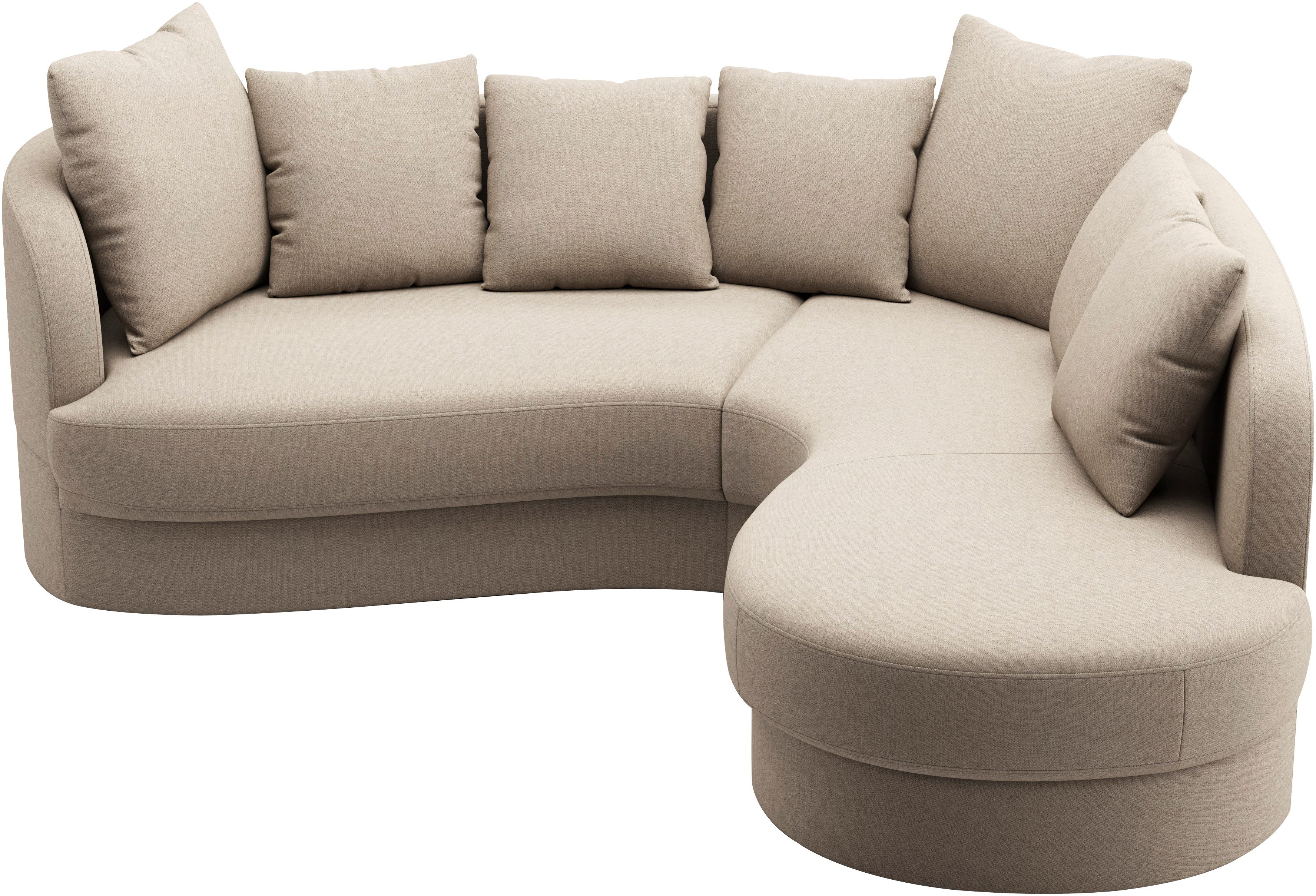 sit&more Hoekbank Samba L-vorm moderne organische vorm, inclusief 7 losse rugkussens