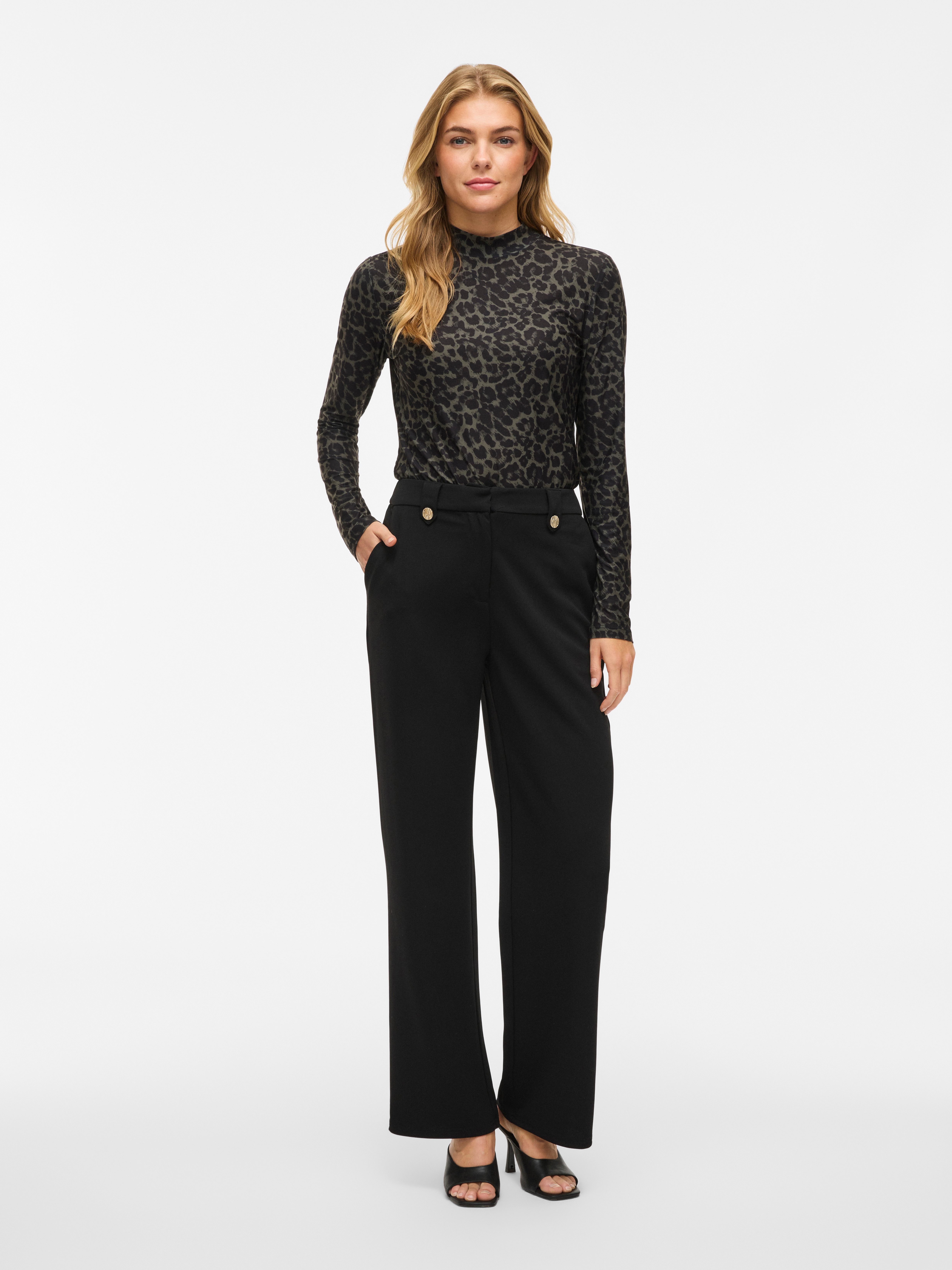 Vila Pantalon VICLUA HW WIDE BUTTON PANTS- NOOS