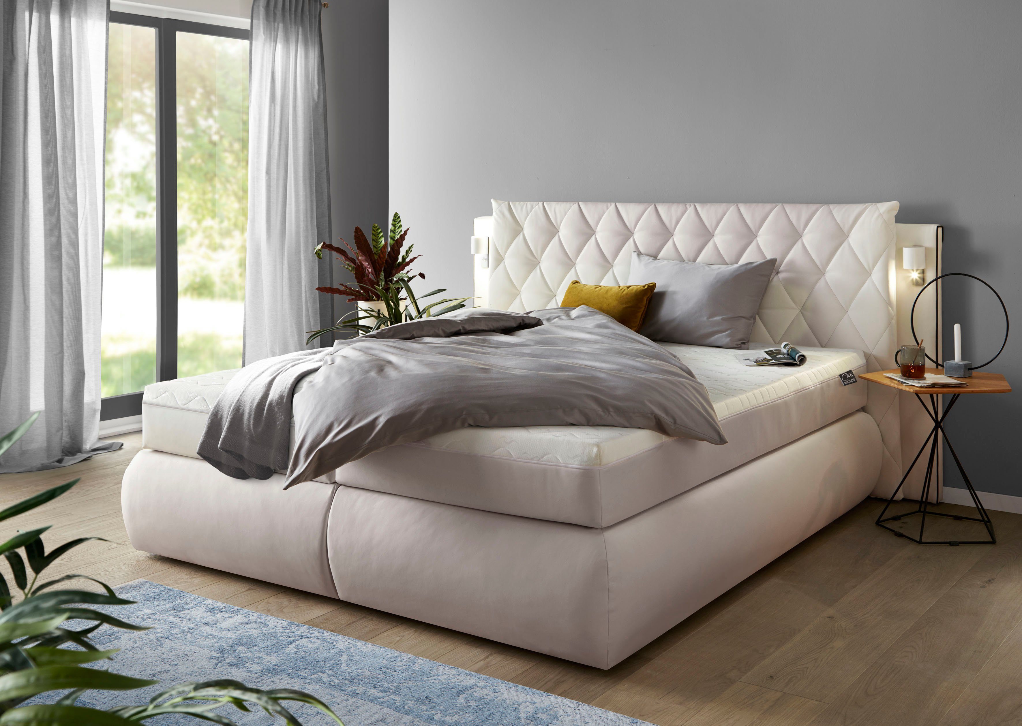 COLLECTION AB Boxspring inclusief bedkist, ledverlichting en topmatras boxsprings wit