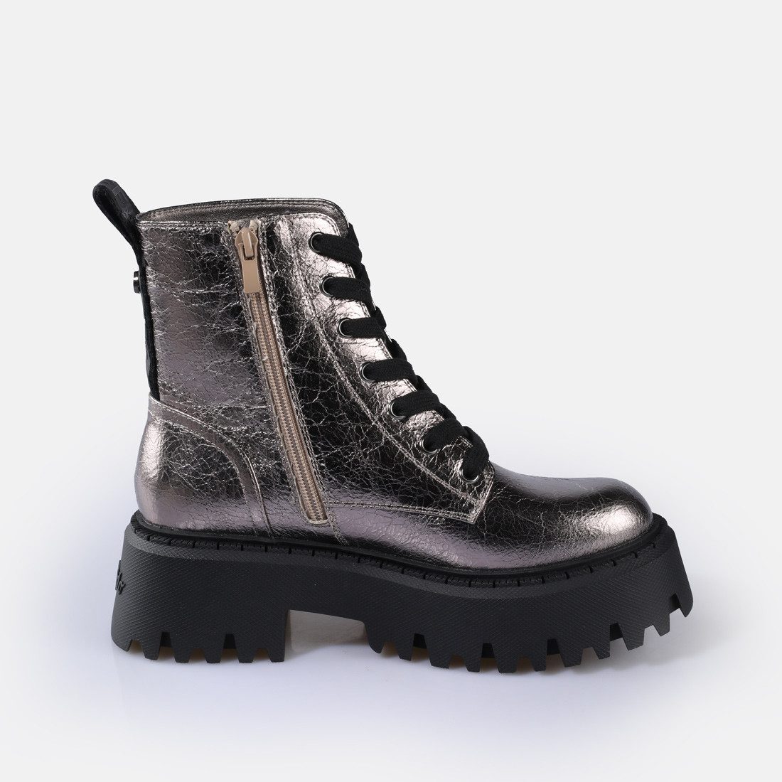 Buffalo Plateaulaarsjes Aspen Lace Up mid Veterboots, plateaulaarzen, profielzool, in actuele metallic-look