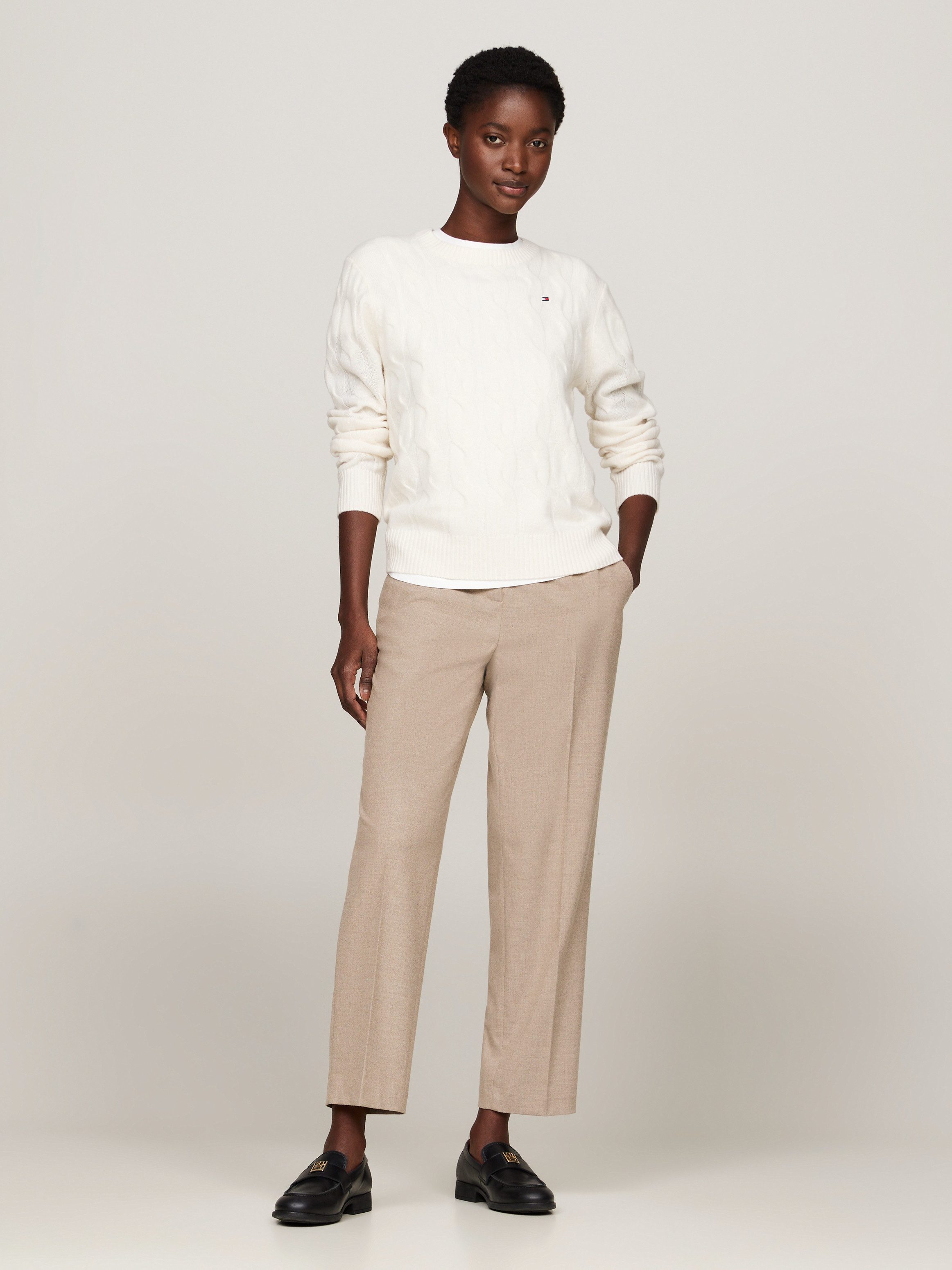 Tommy Hilfiger Gebreide trui SOFT WOOL CABLE C-NK met kabelpatroon ronde hals