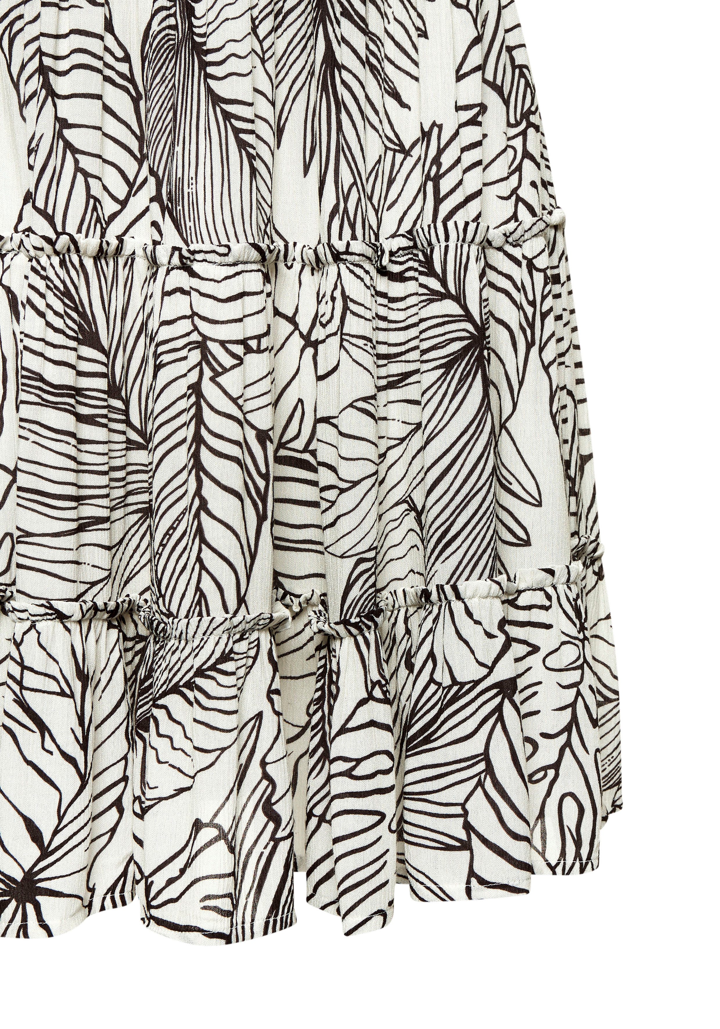 s.Oliver RED LABEL Beachwear Zomerjurk met volantskirt, schouderjurk met alloverprint en v-hals