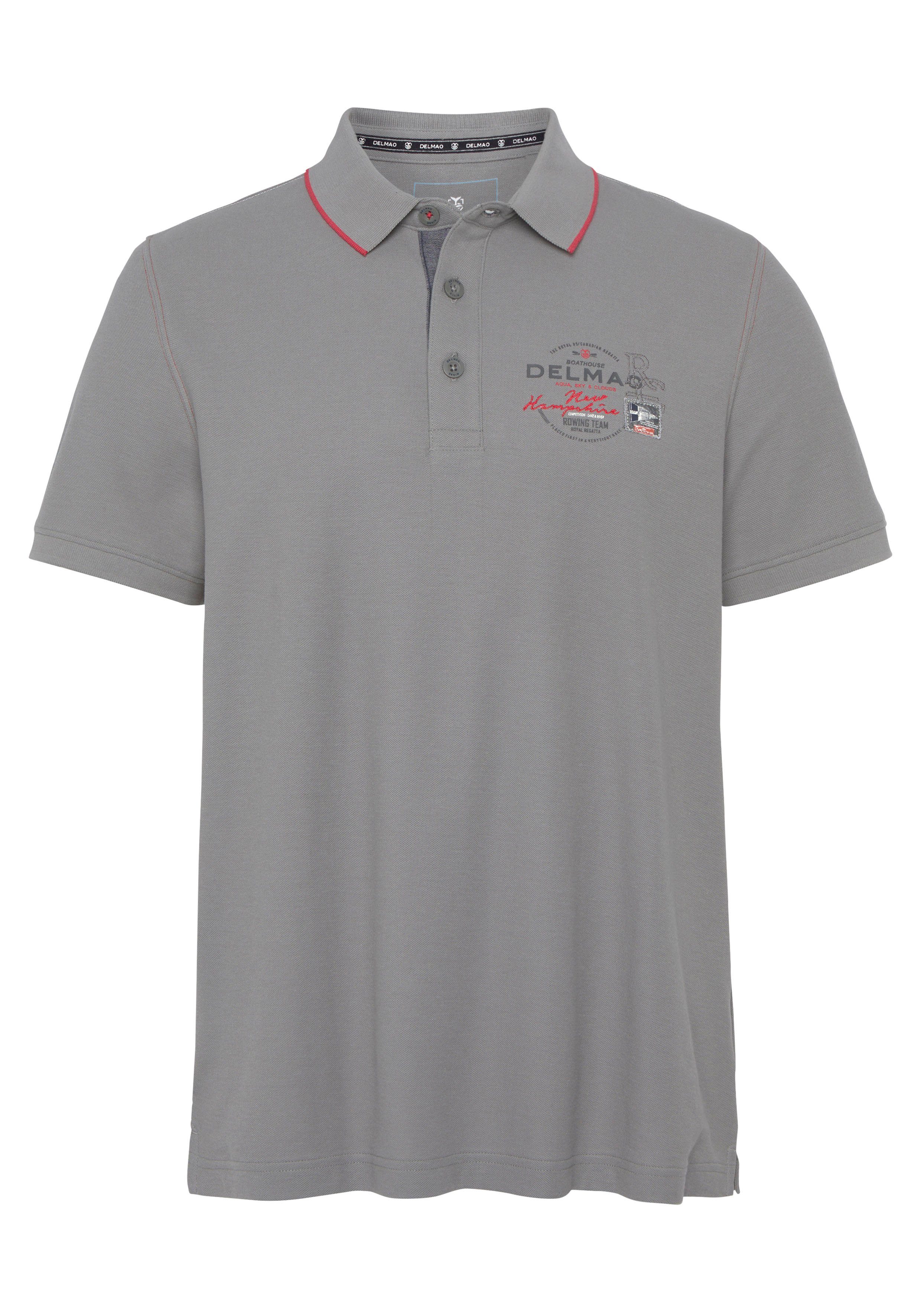 DELMAO Poloshirt Korte mouwen, met ribgebreide manchetten, polokraag