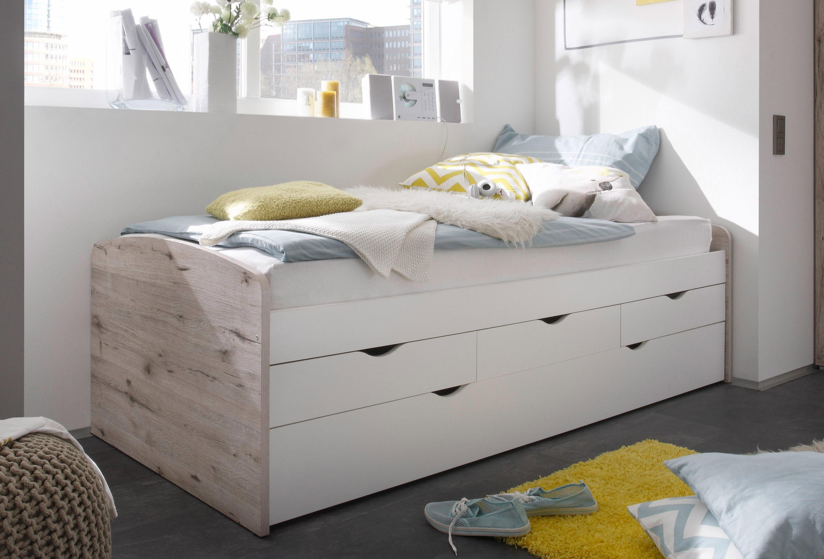 Begabino Functioneel ledikant met 2e slaapgelegenheid eenpersoonsbedden beige