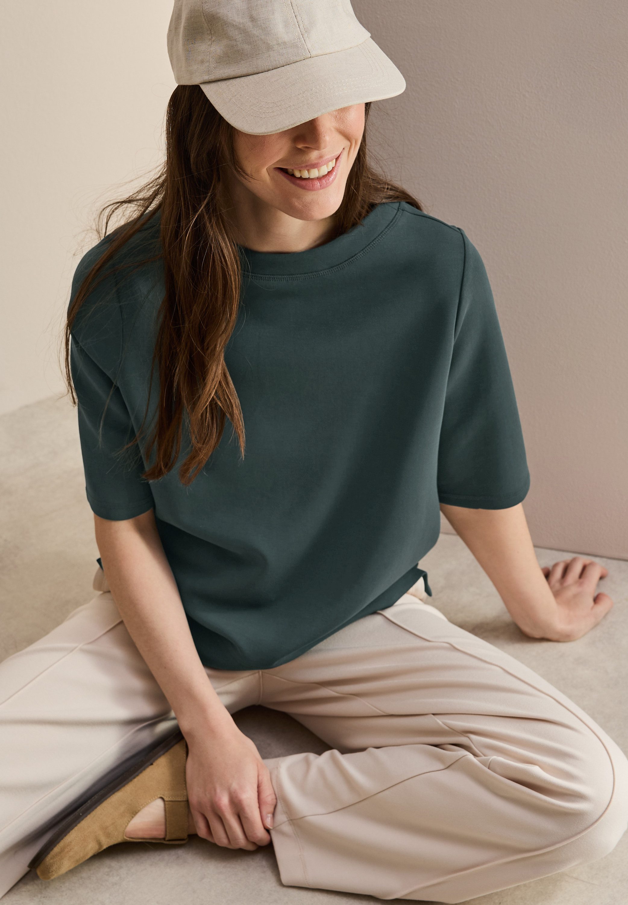 Cecil Sweatshirt korte mouwen, met u-hals