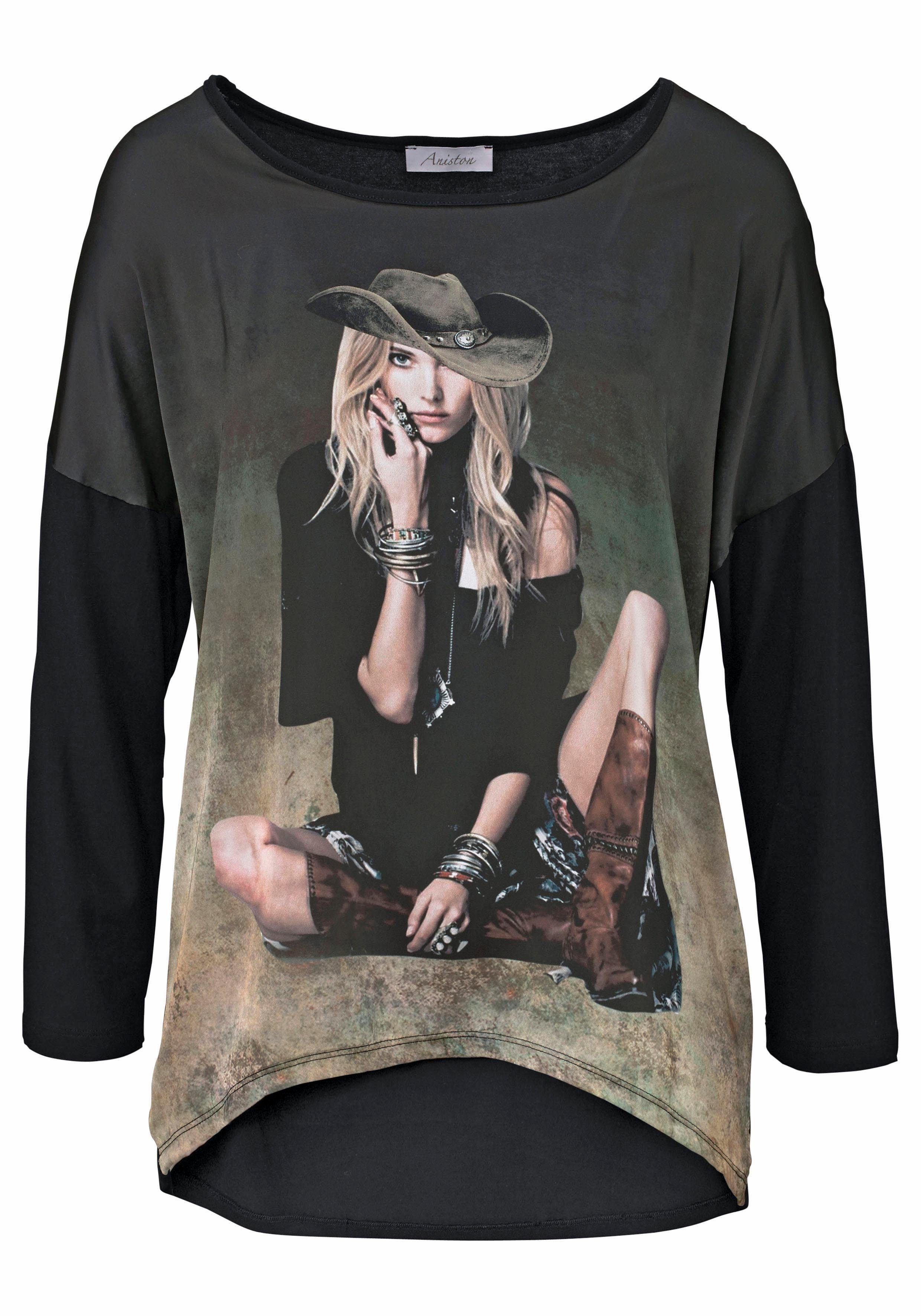 Aniston CASUAL Shirt met lange mouwen met elegante frontprint