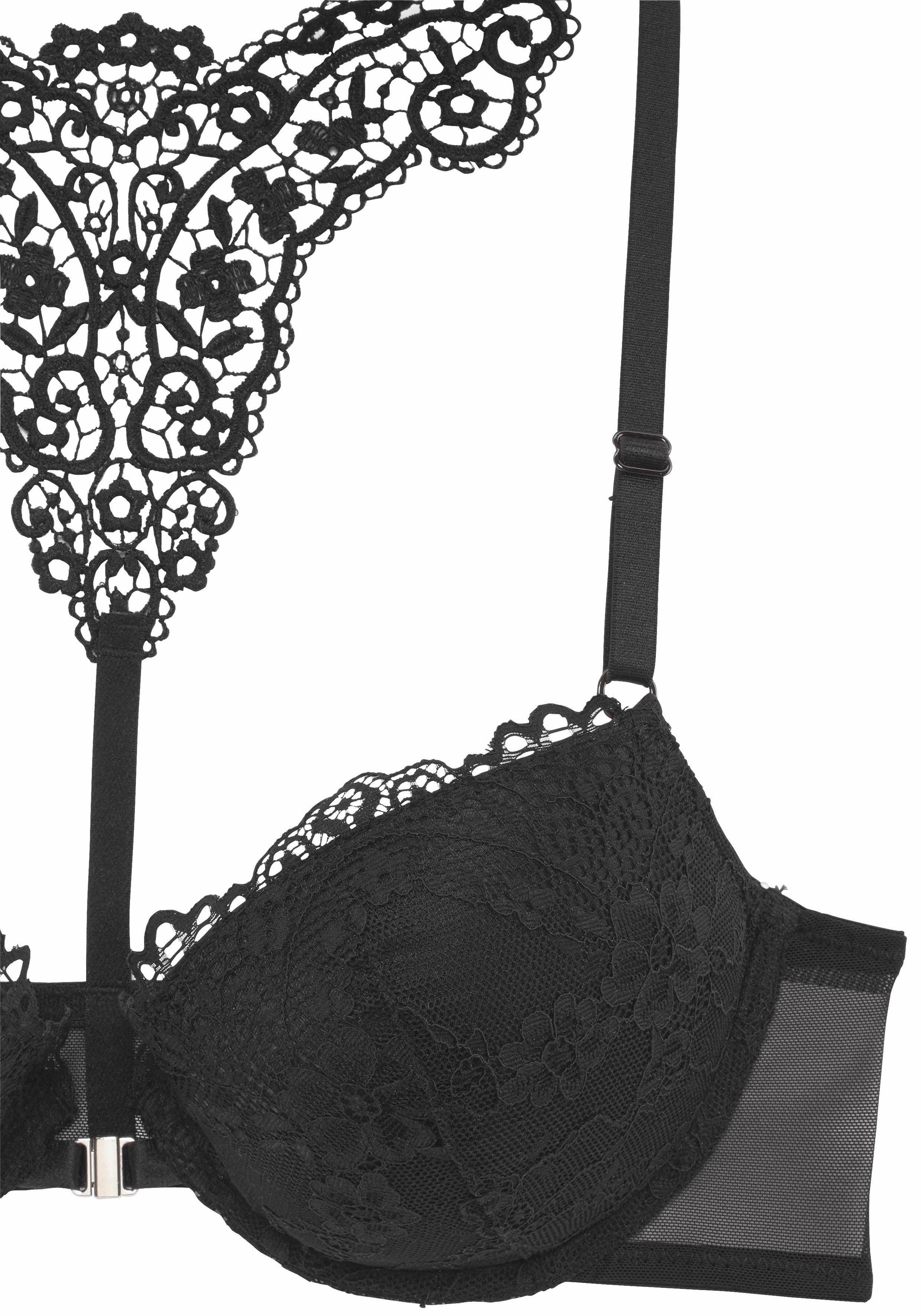 Lascana Push-up-bh MELISSA met voorsluiting & kanten achterkant van borduursel, ondergoed